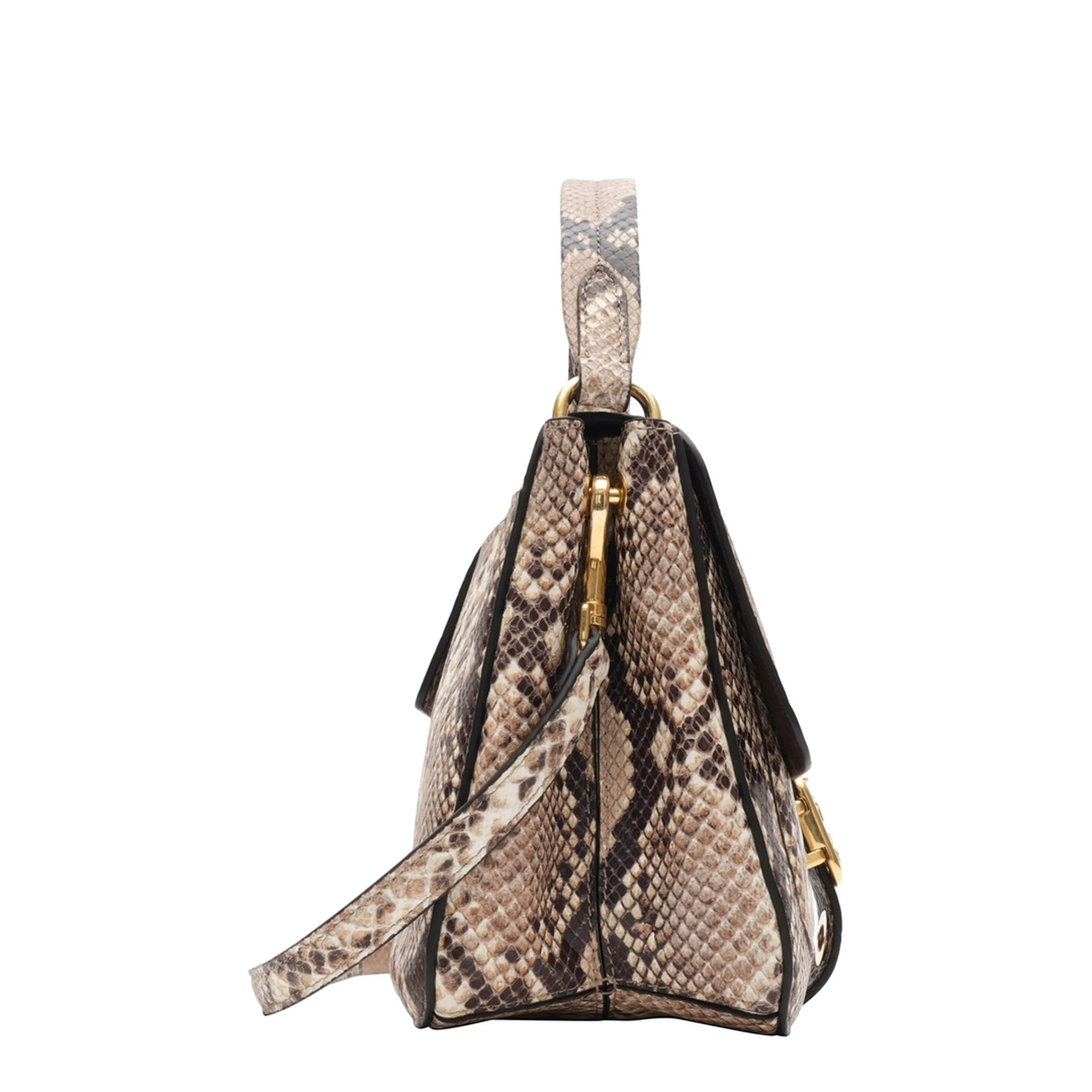 Rider Small Calfskin Shoulder Bag - Natural Beige/Dark Brown - Image 2