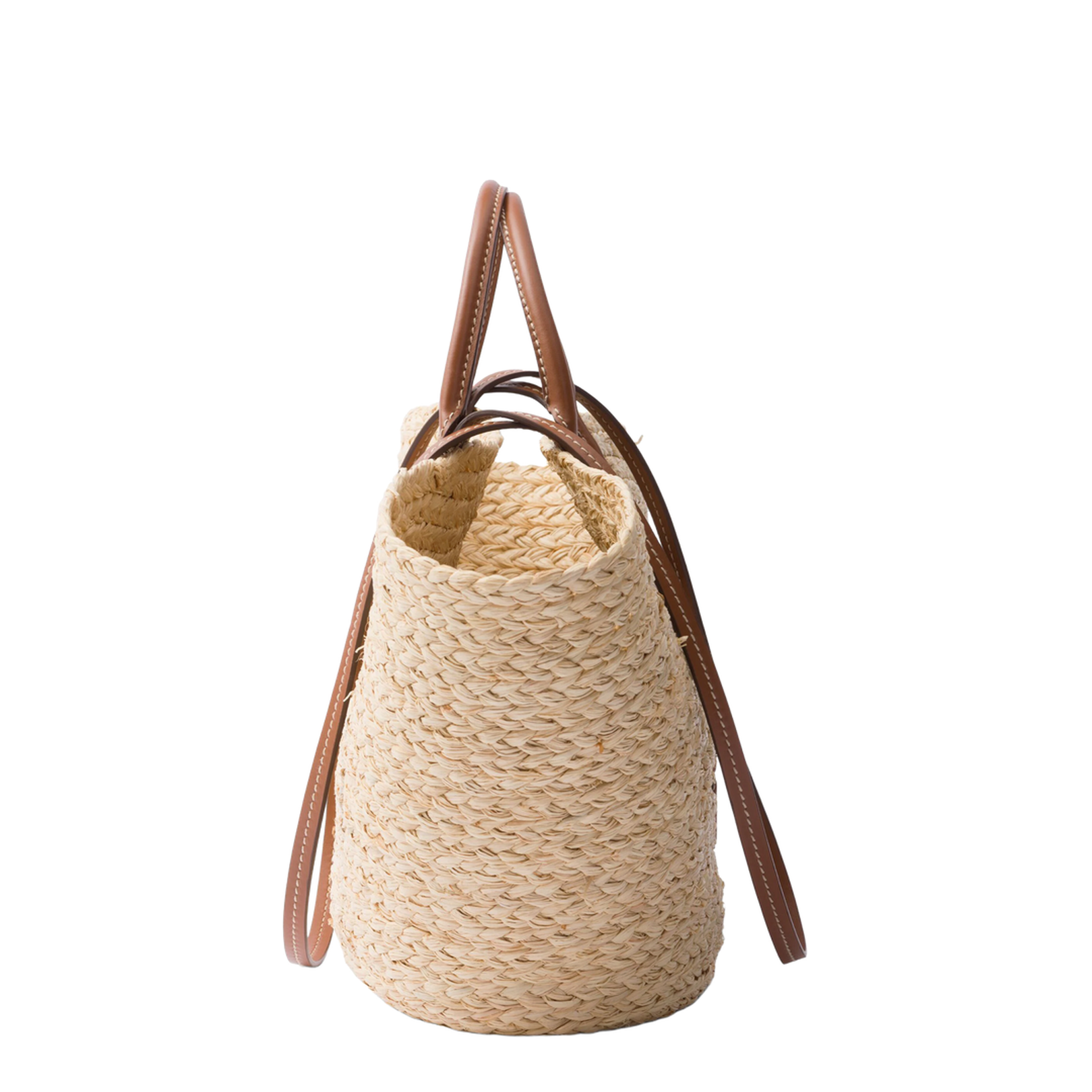 Shopping Large Raffia and Leather Shopping Bag - Naturale+Cognac - Image 4