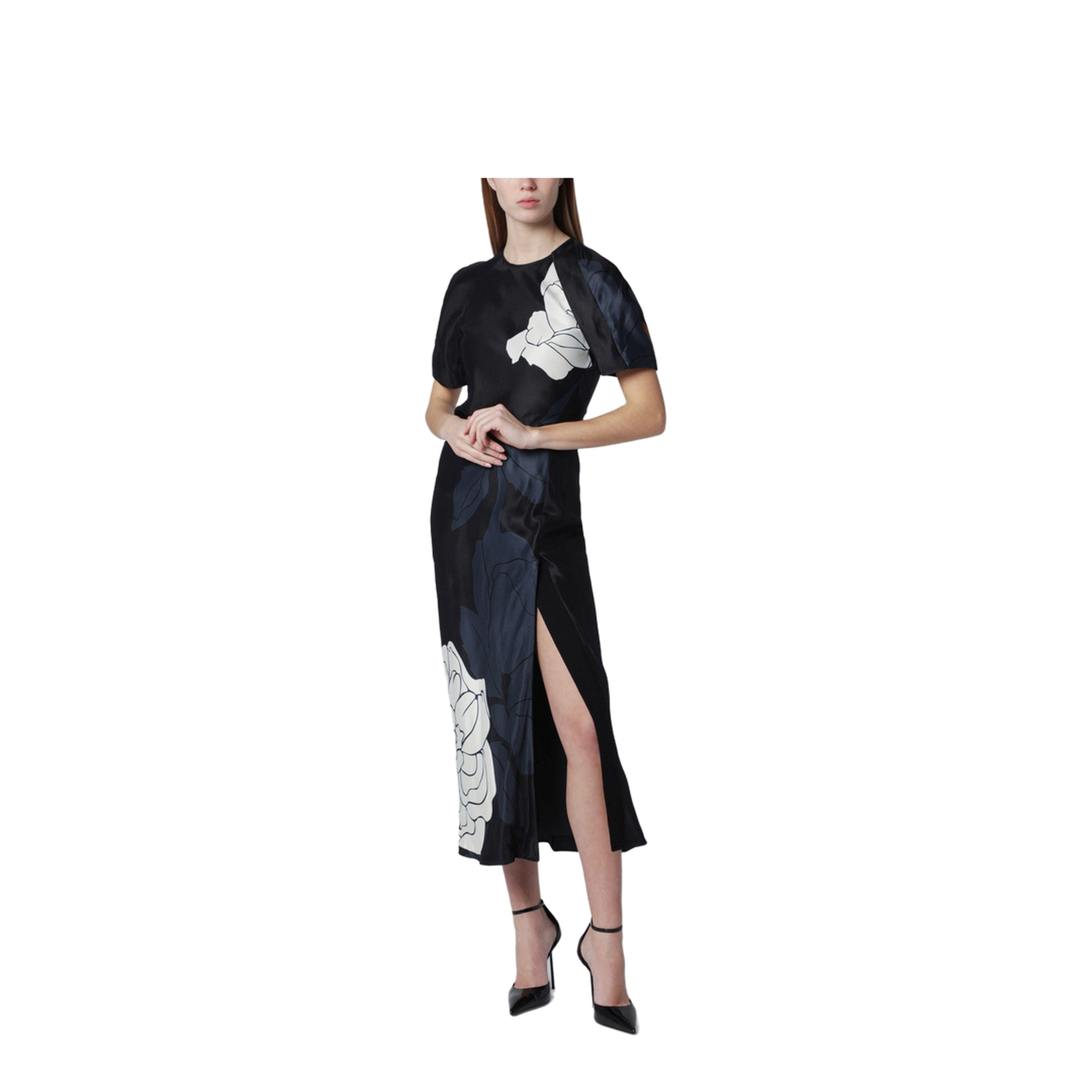 Eve Floral Satin Midi Dress - Image 1