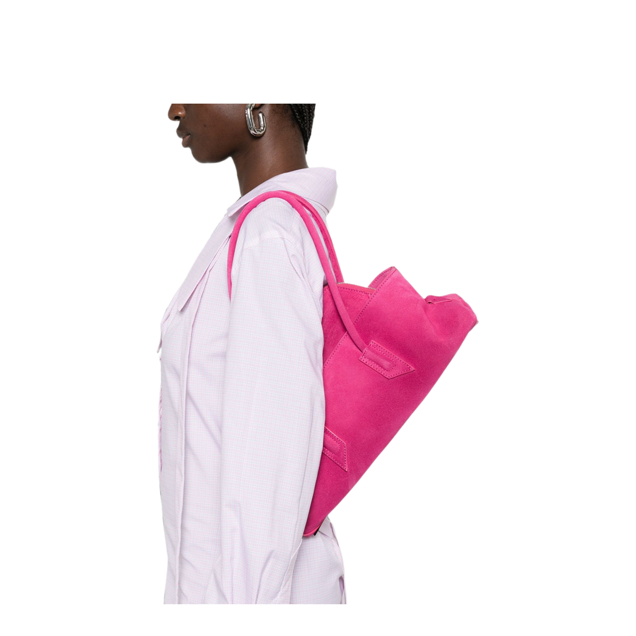 La Passeggiata Small Suede Top Handle Bag - Cyclamen - Image 2