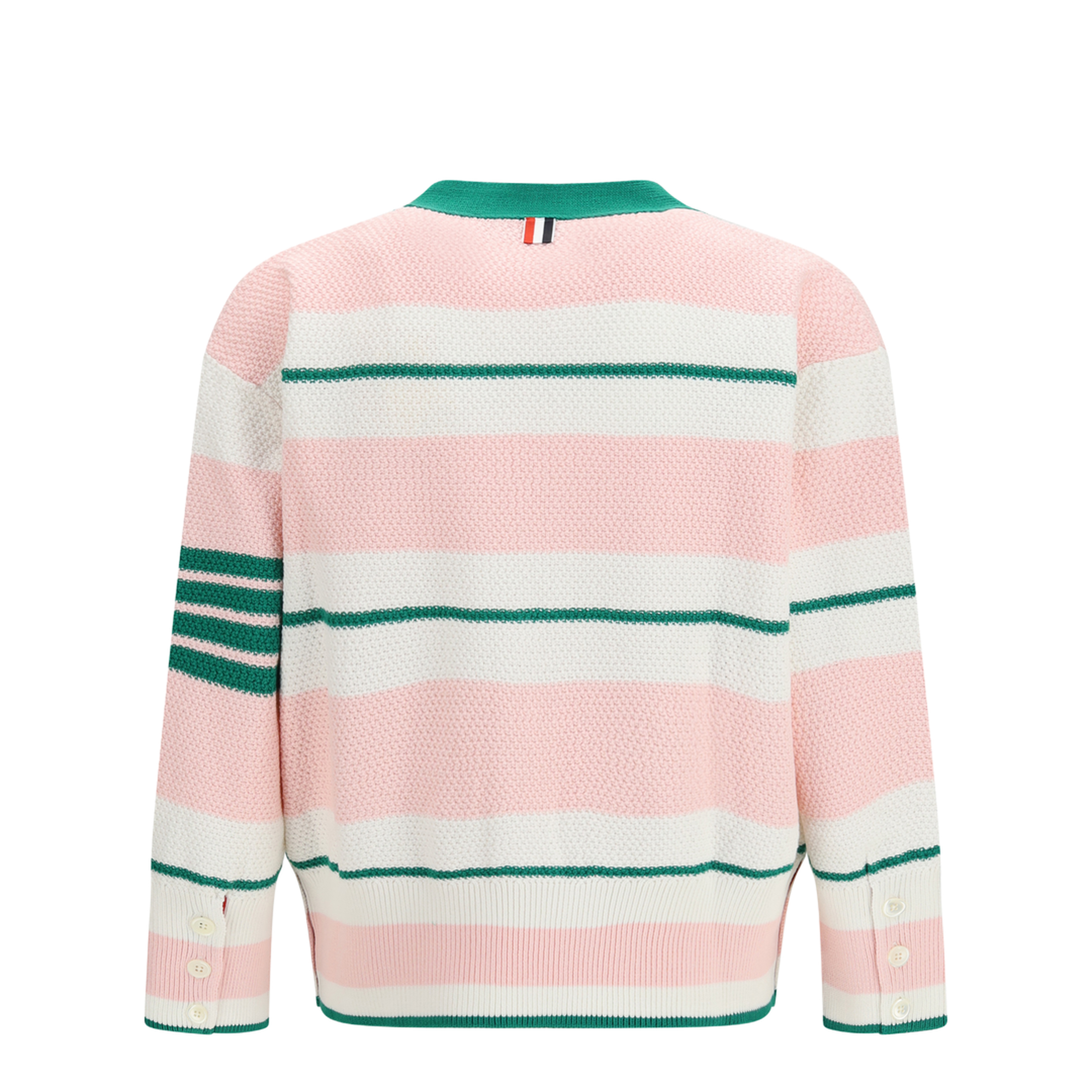Classic Stripe Seed Stitch V Neck Cardigan - Image 2