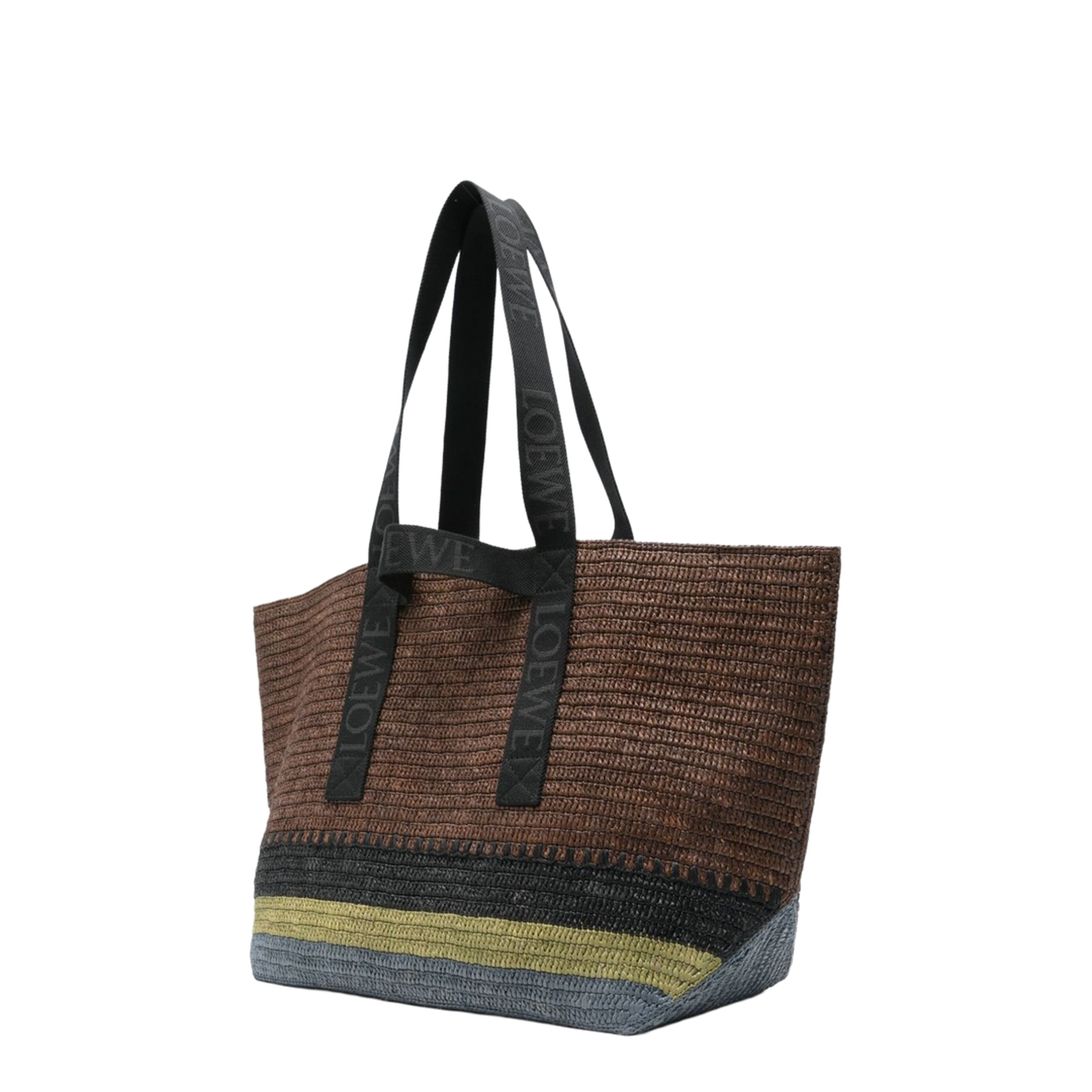 Fold Raffia Tote Bag - Brown - Image 5