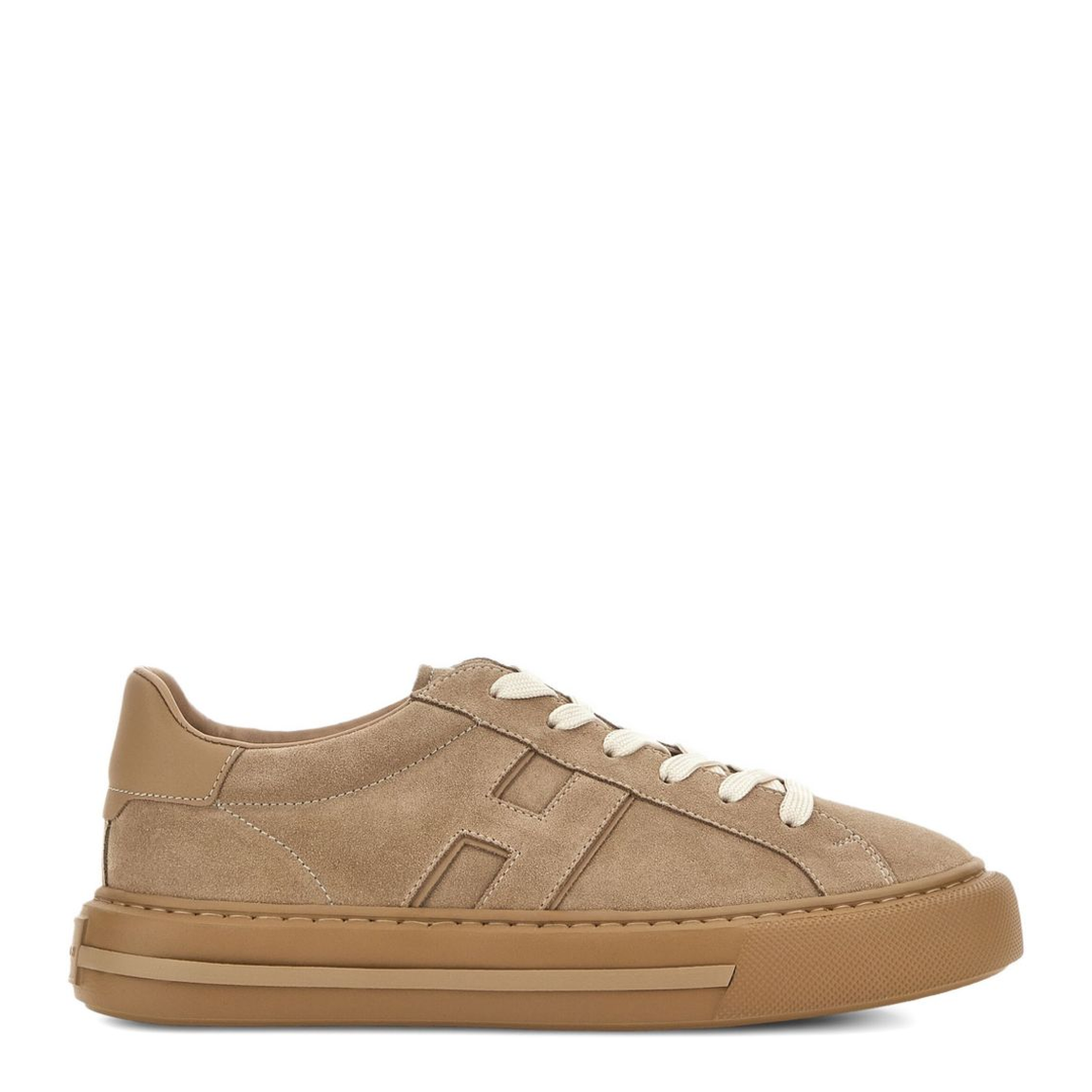 Beige Front Lace-Up Fastening Sneakers - Image 1
