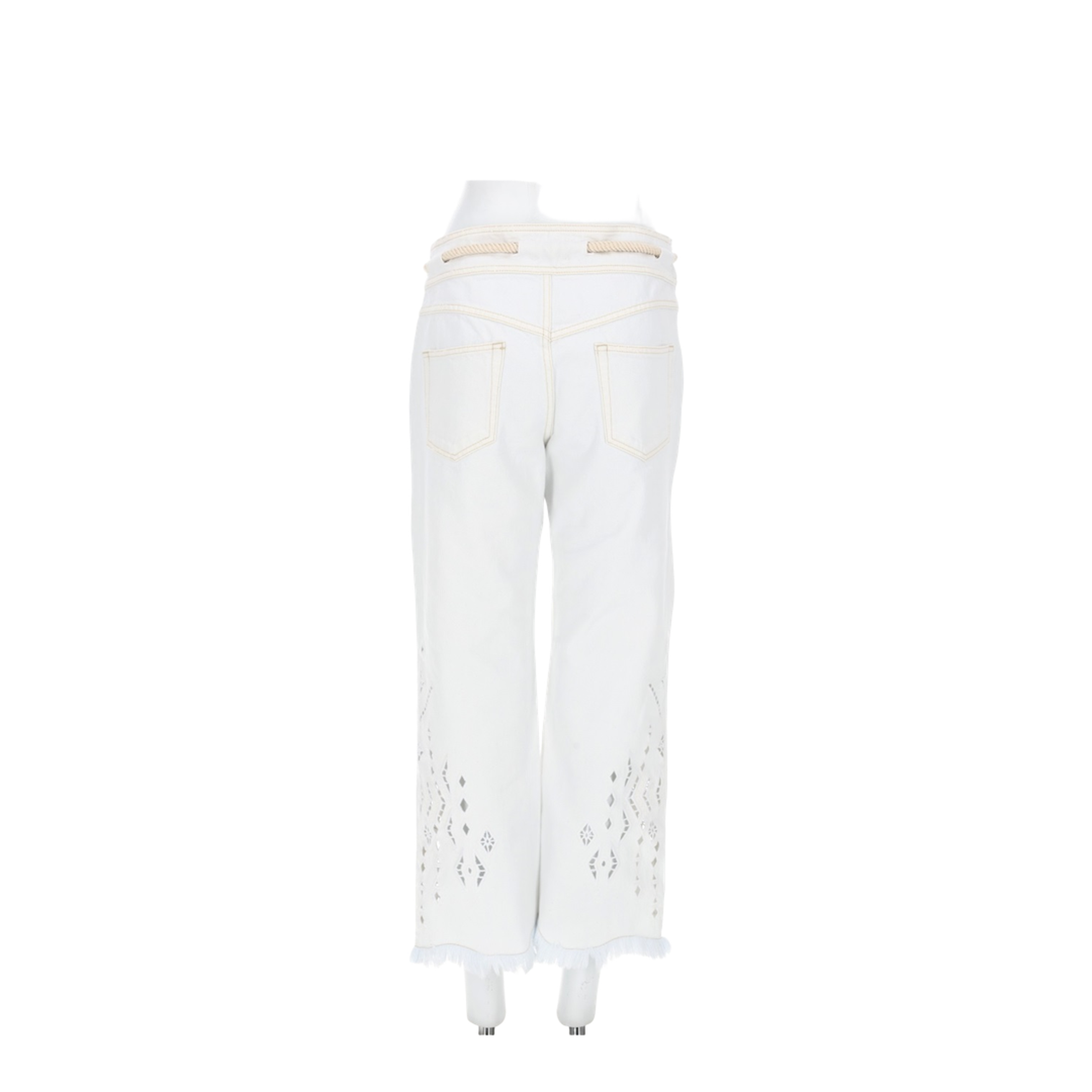 Alison Kick Flare Cropped Jeans In White Cotton - Image 2