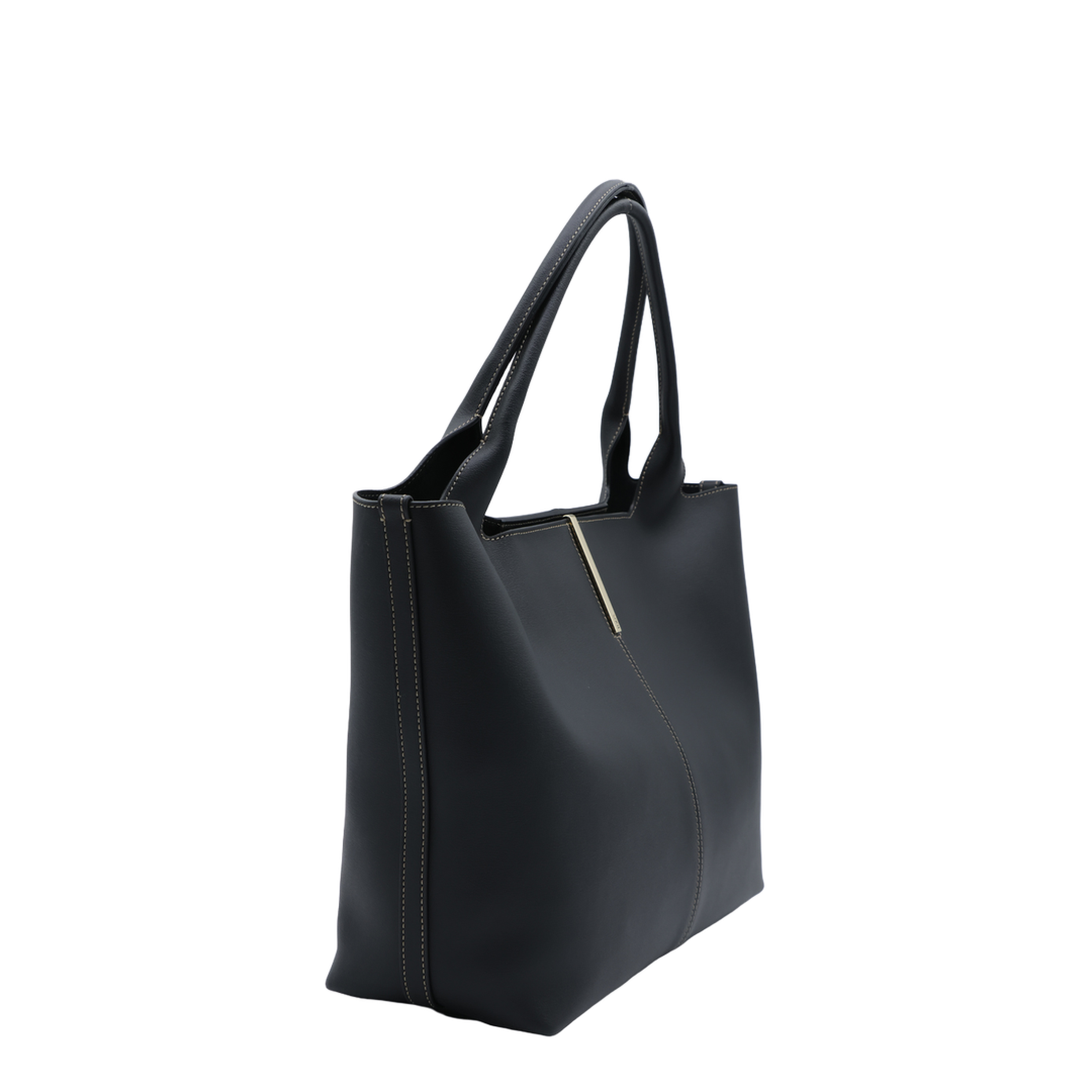 Medium Small Calfskin Shopping Bag - Black - Image 4