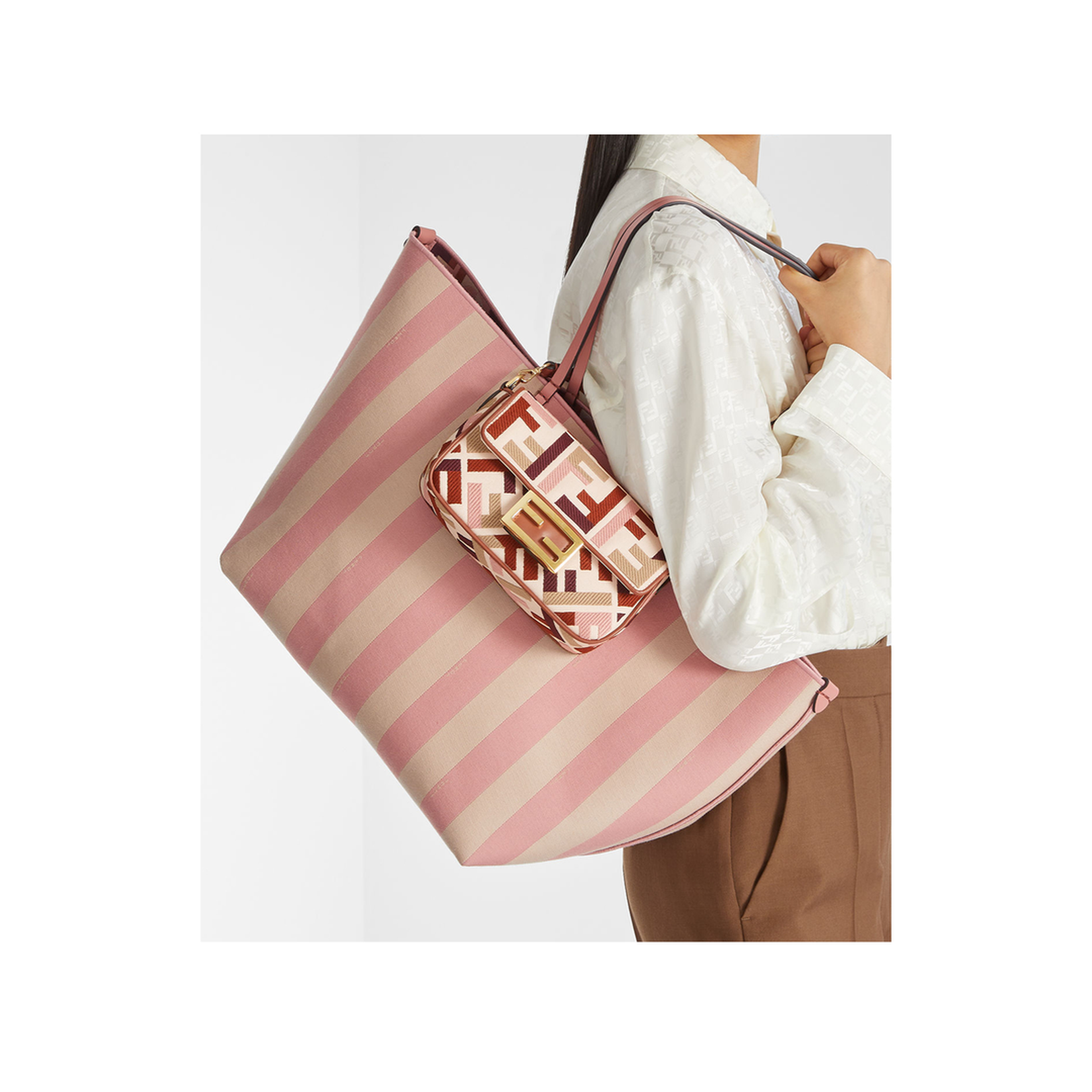 Roll Large Canvas Tote Bags - Pastel pink - Image 4