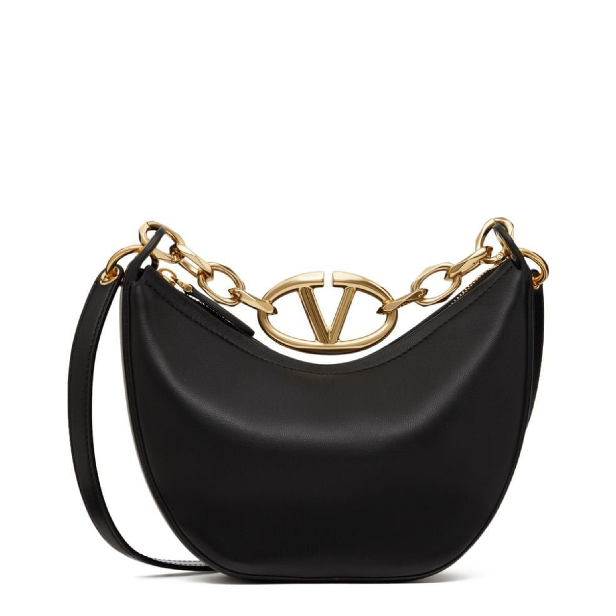 Garavani Black Leather Small Hobo Vlogo Moon Handbag - Image 1