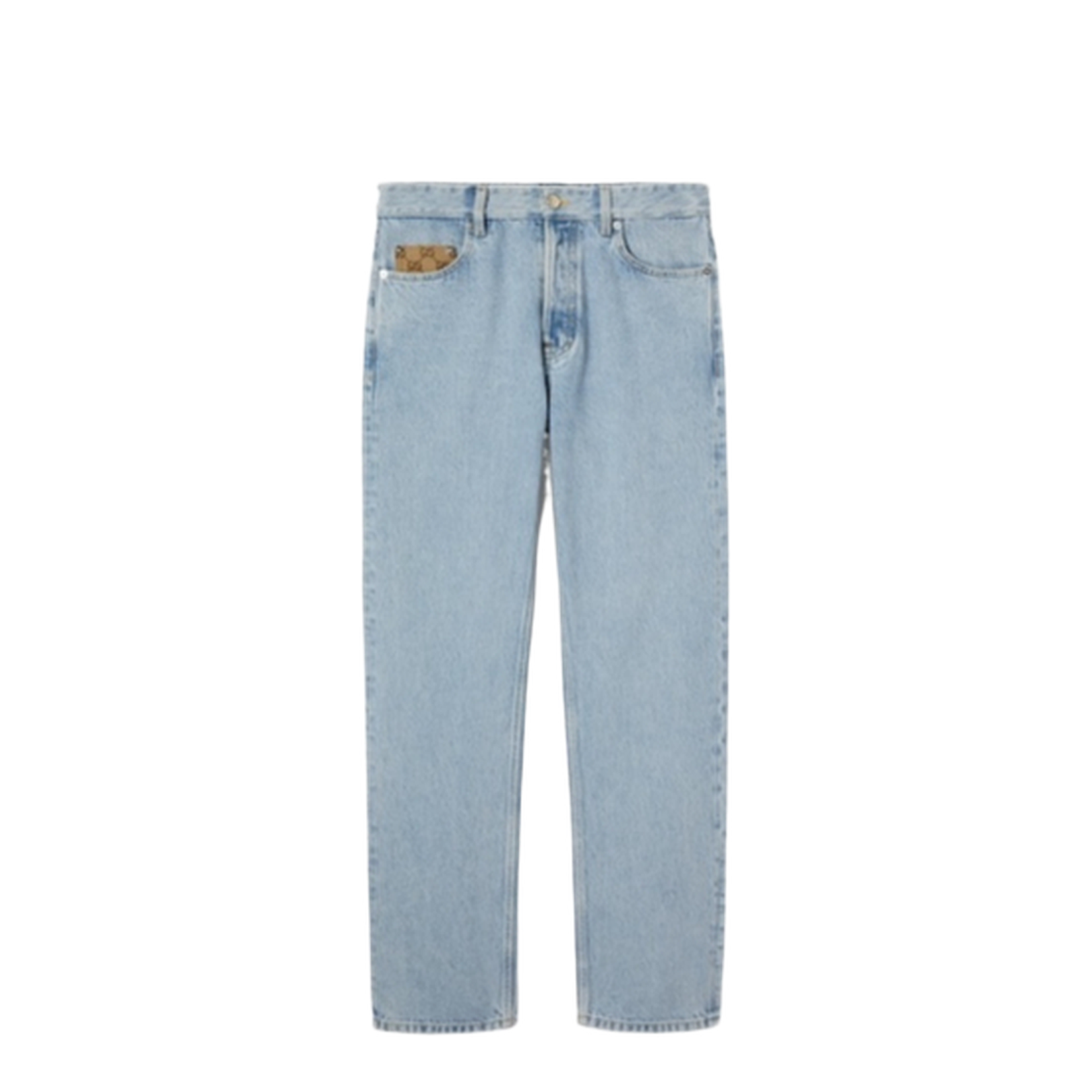Washed Denim Pant with Insert in Light Blue - Image 1