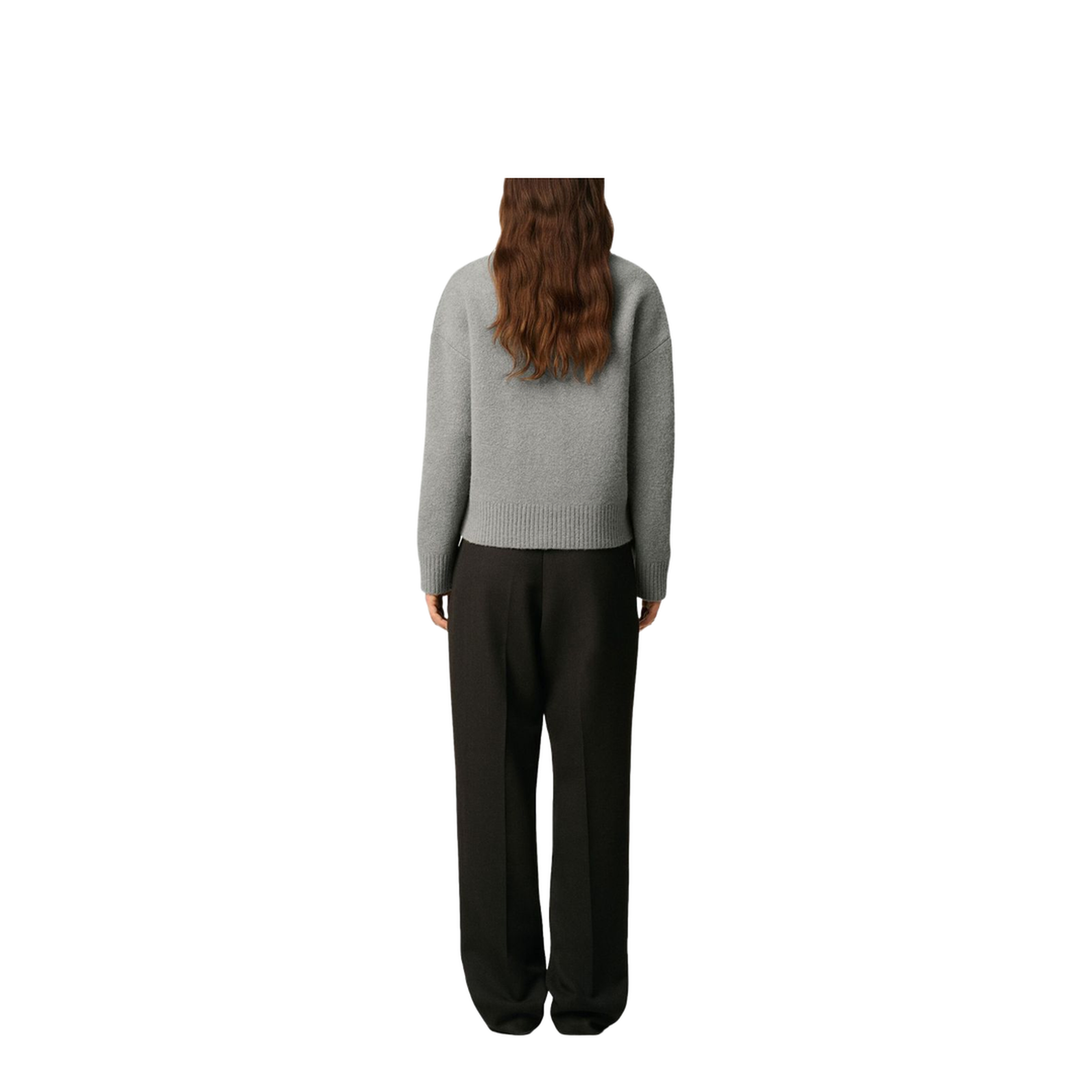 Grey Wool Cardigan Front-Button V-Neck - Image 7