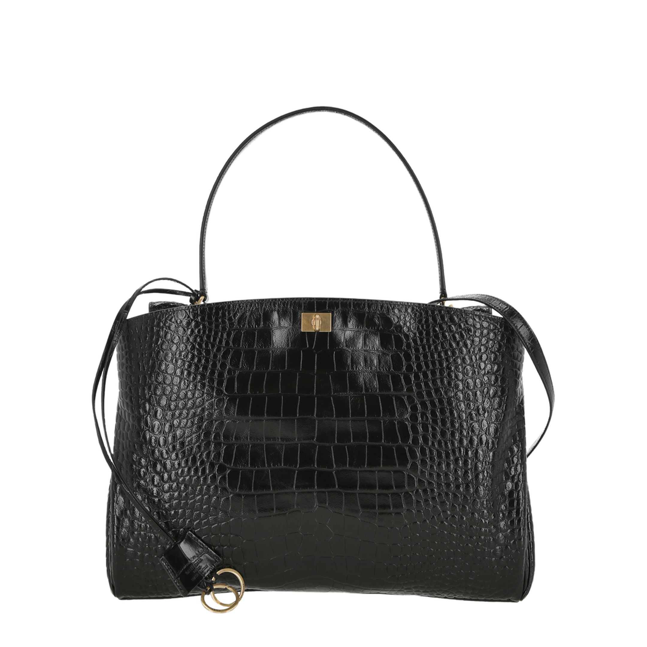 Rodeo Large Calf Leather Handbag - Black - Image 5