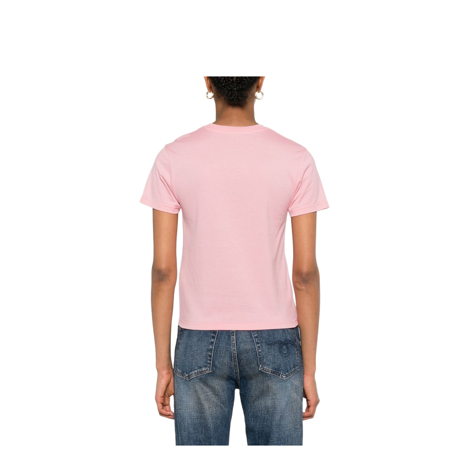 Cotton Jersey T-Shirt with Print in Pink - Image 3