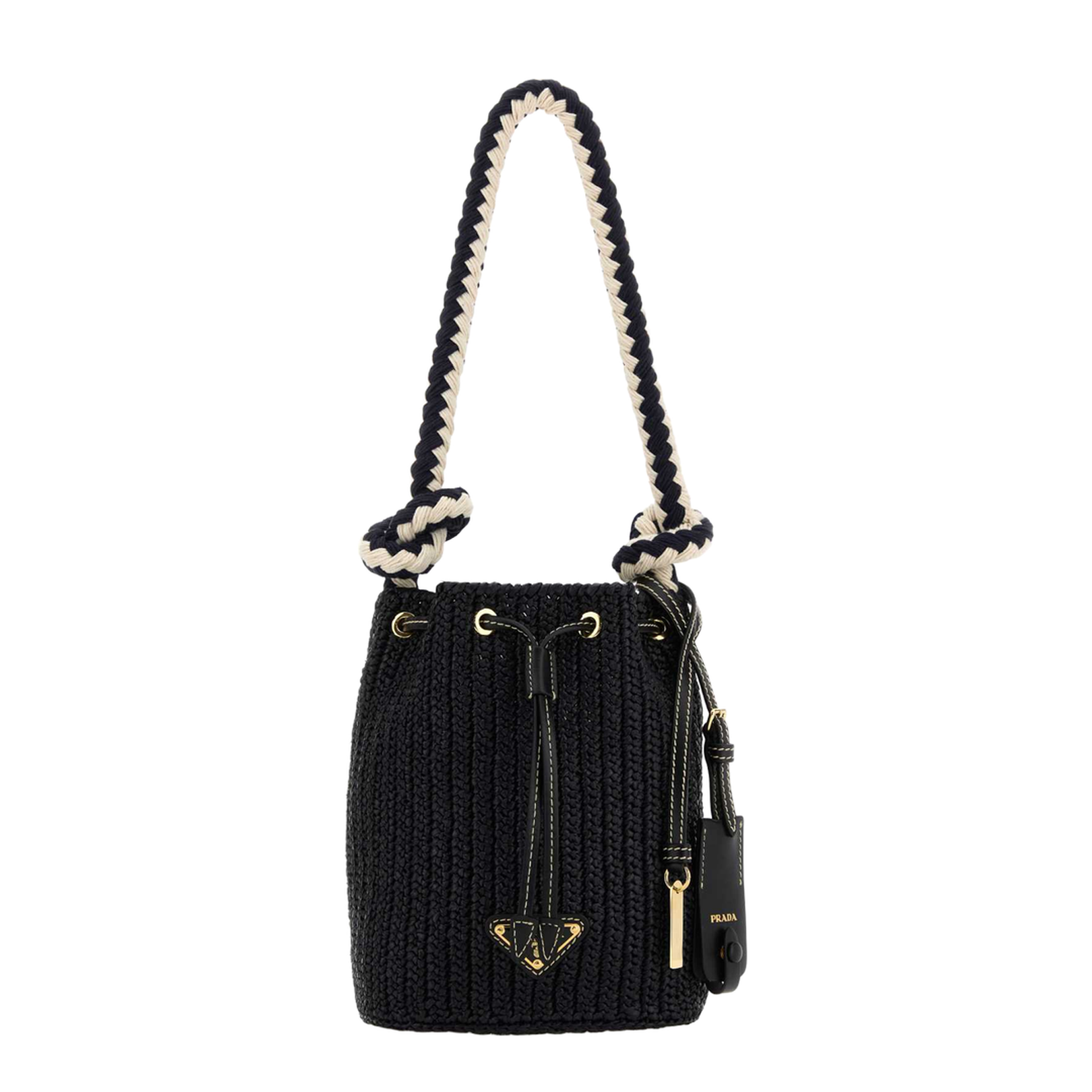 Black Crochet Mini Bucket Bag - Image 1