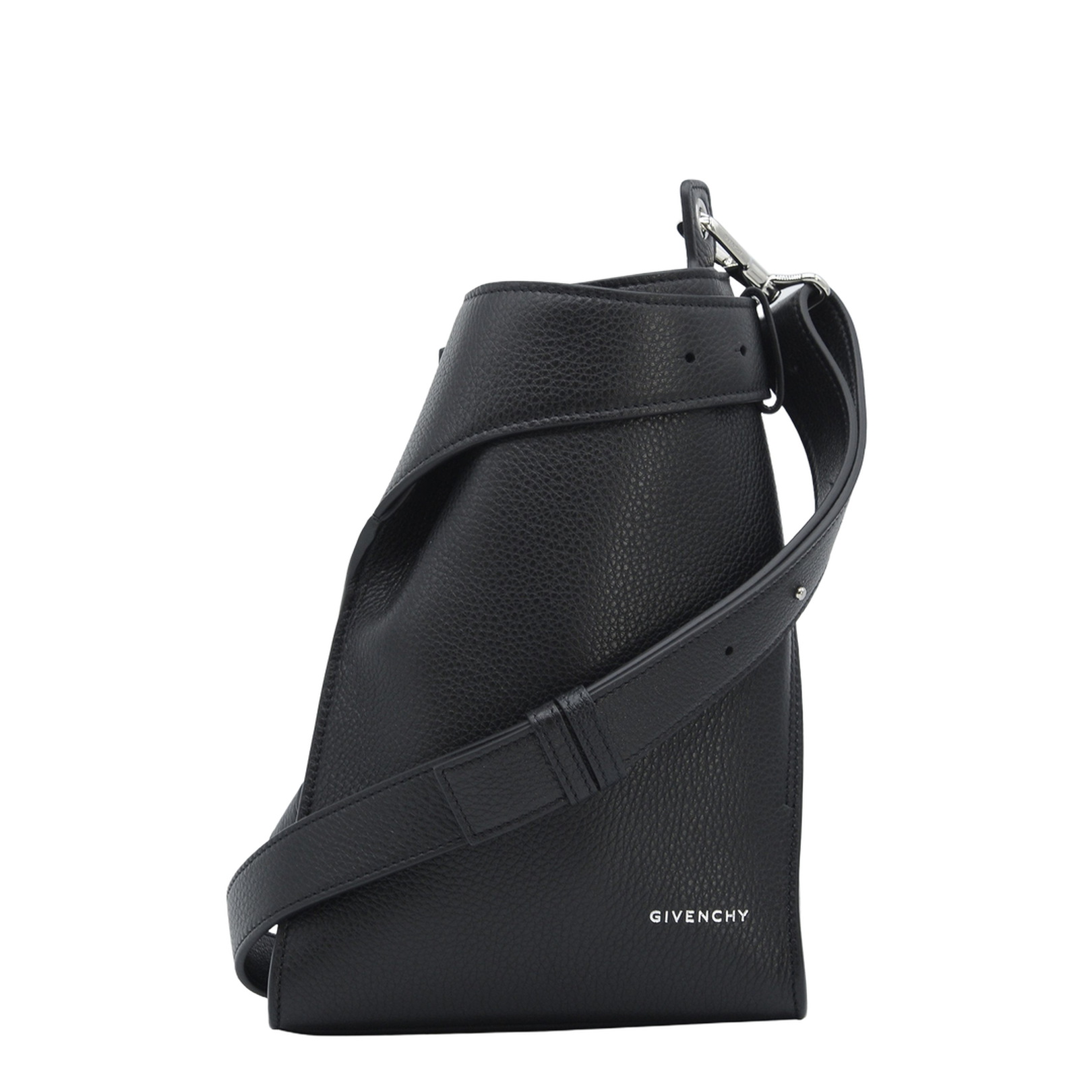 Small Belted Hobo Bag in Grained Leather - Image 1