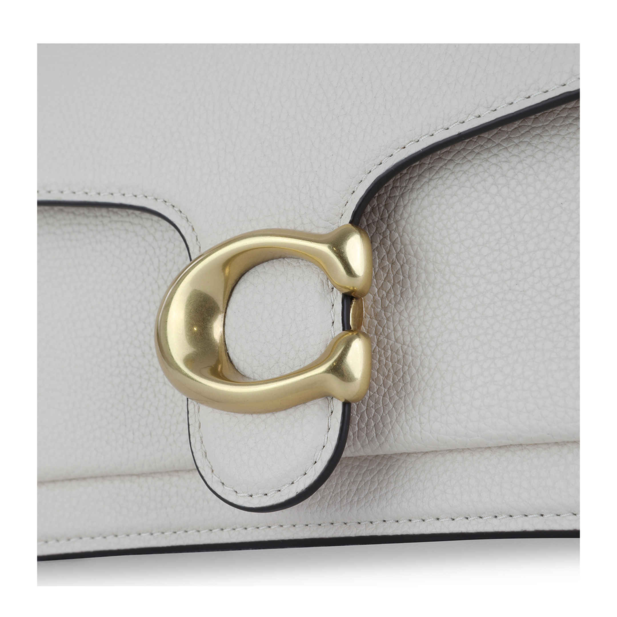 Tabby Medium Polished Pebble Leather Shoulder Bag - Chalk - Image 8