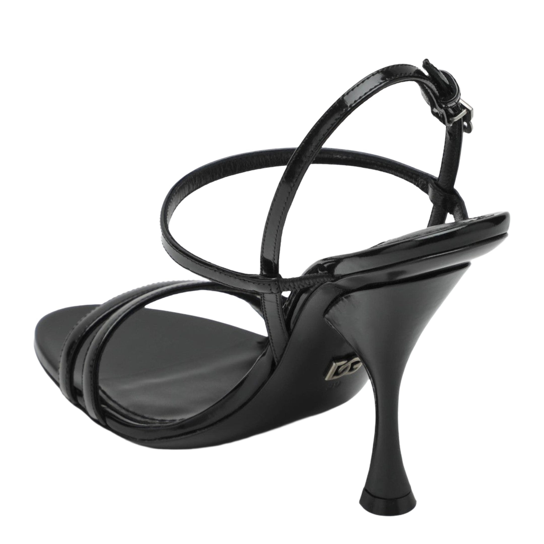 Polished Calfskin Sandals in Black - Image 2
