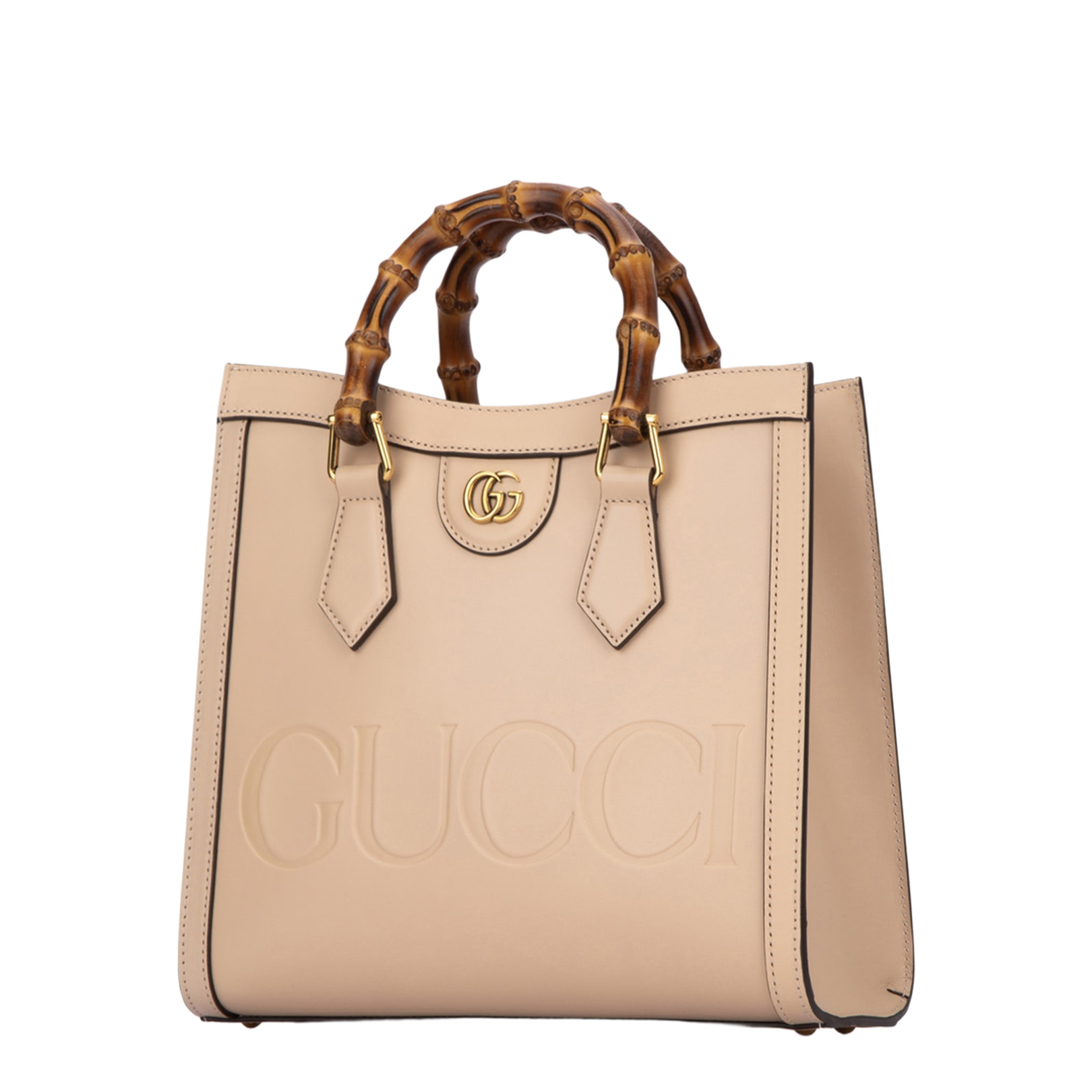 Diana Medium Leather Tote Bag - Beige - Image 3