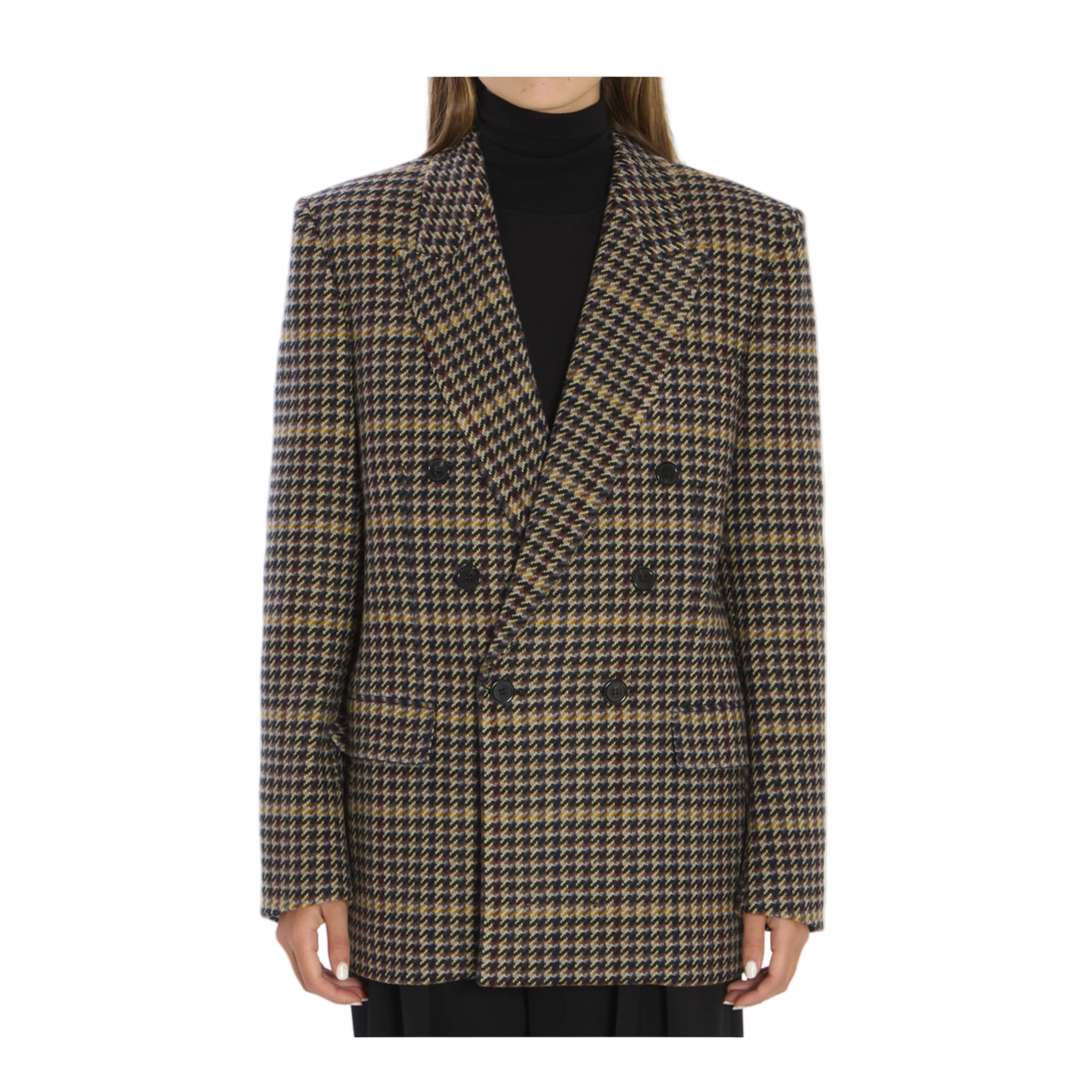 Brown Double-Breasted Jacket with Notched Revers - Image 1