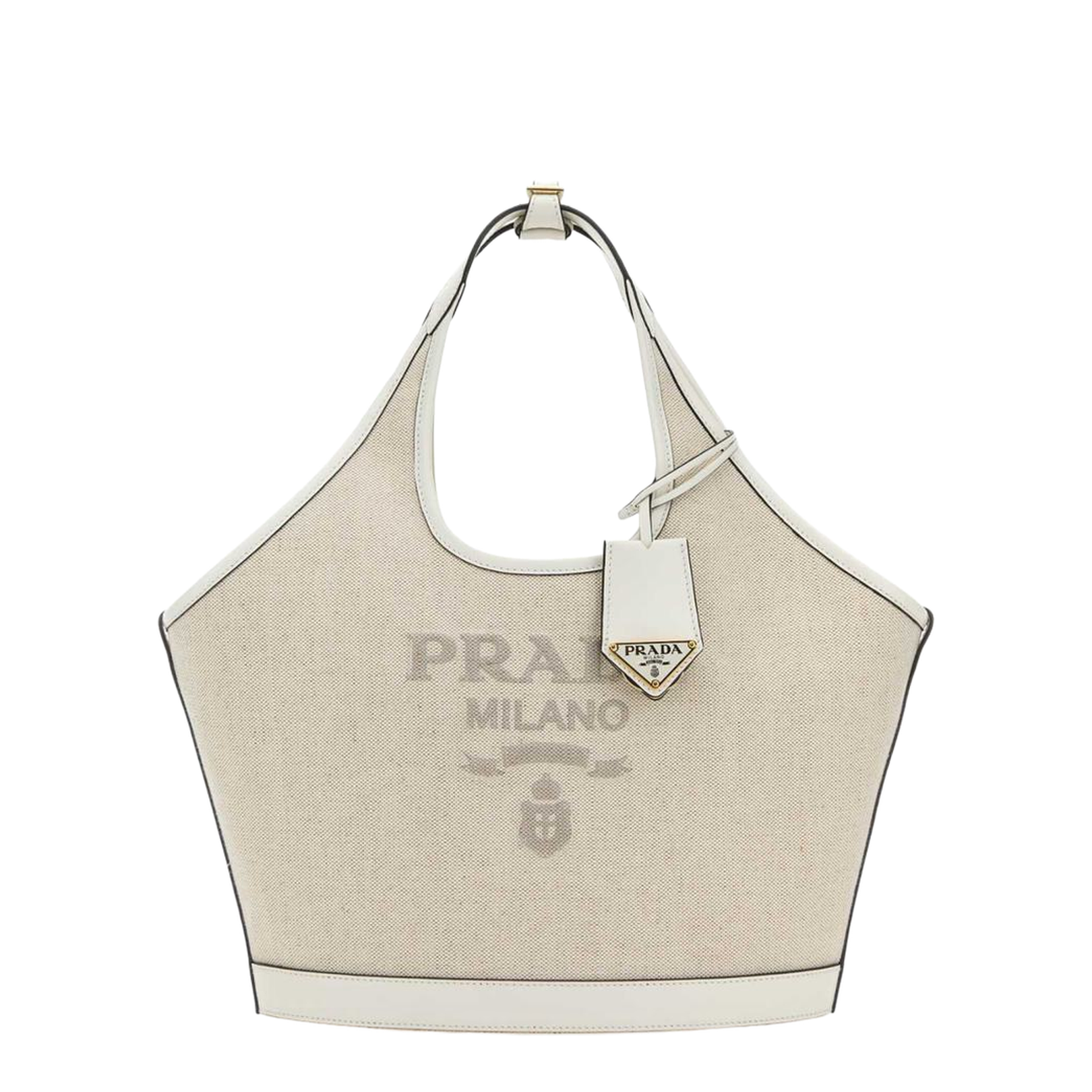 Medium Logo-Print Canvas Tote Bag - Naturale/Bianco - Image 1