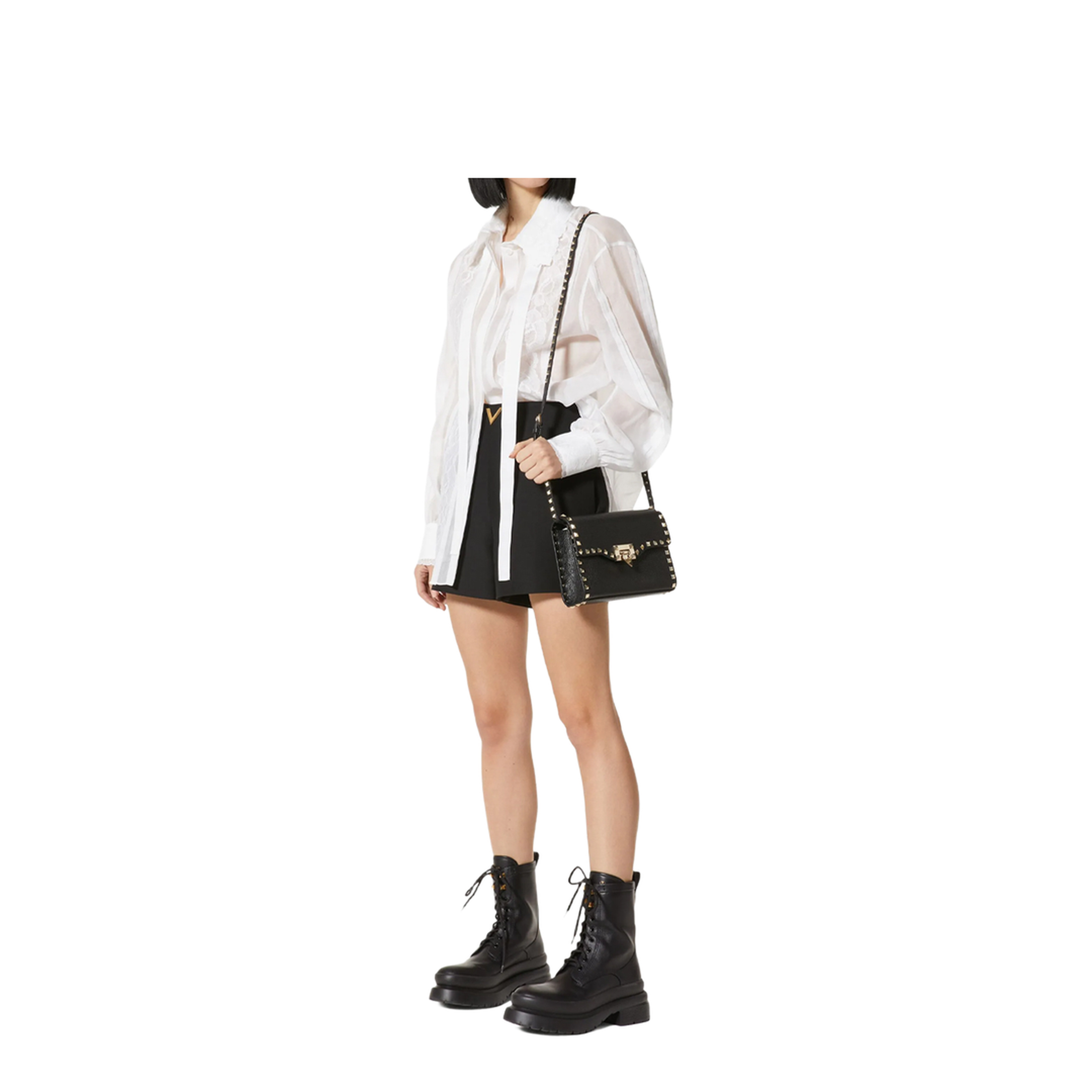 Rockstud Small Calfskin Crossbody - Black - Image 2