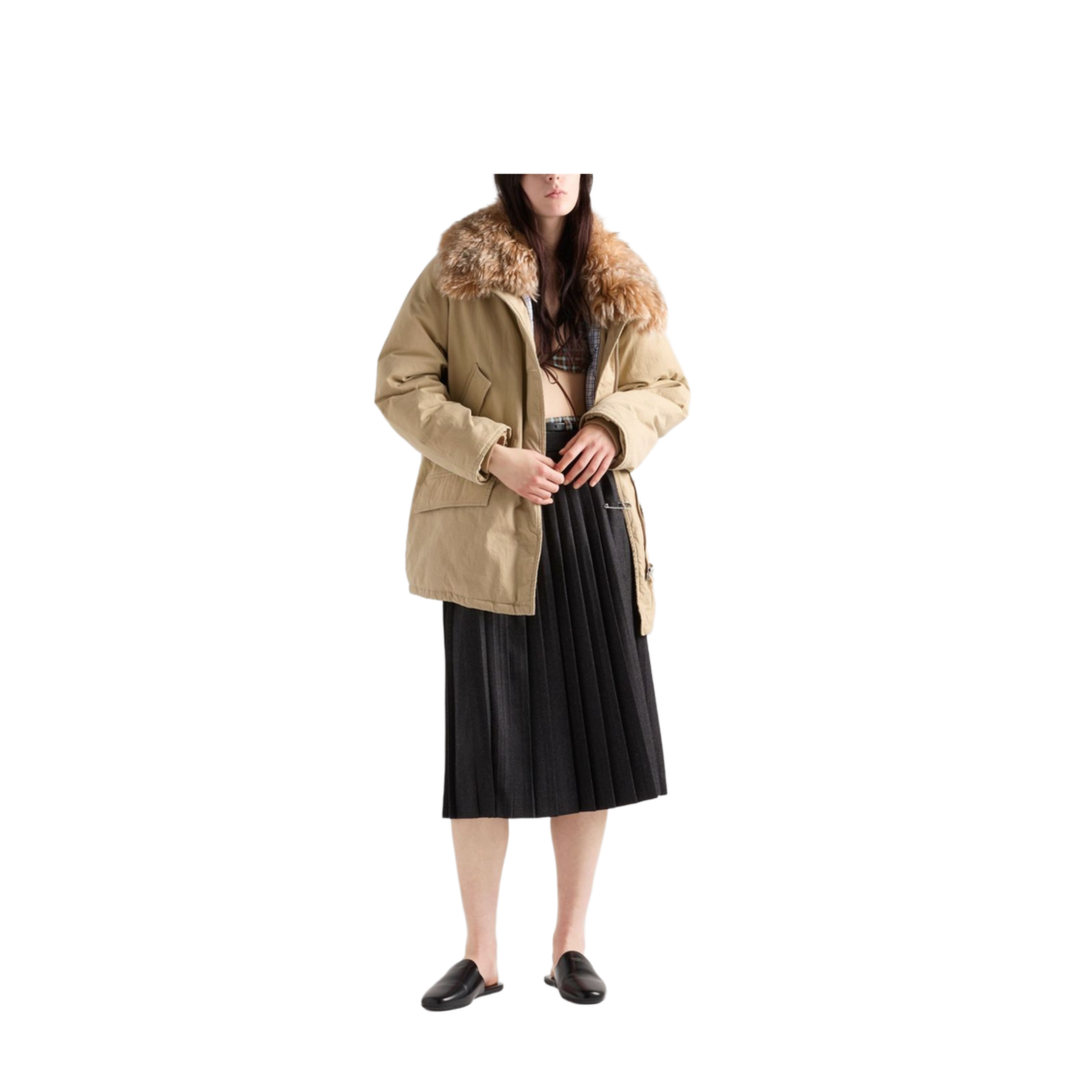 Pleated Wool Flannel Skirt - Image 3