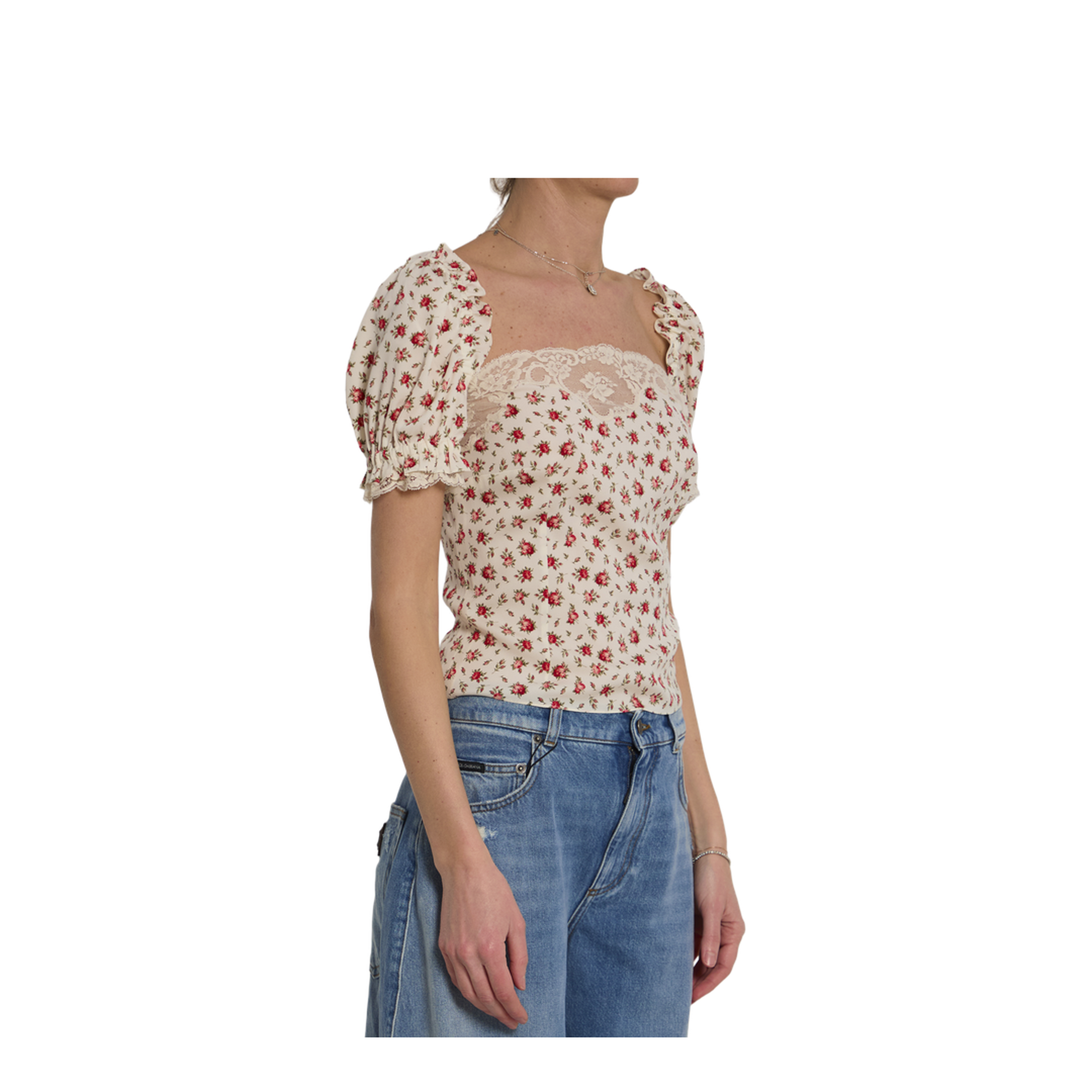 Charmeuse Top with Rose Print - Image 2