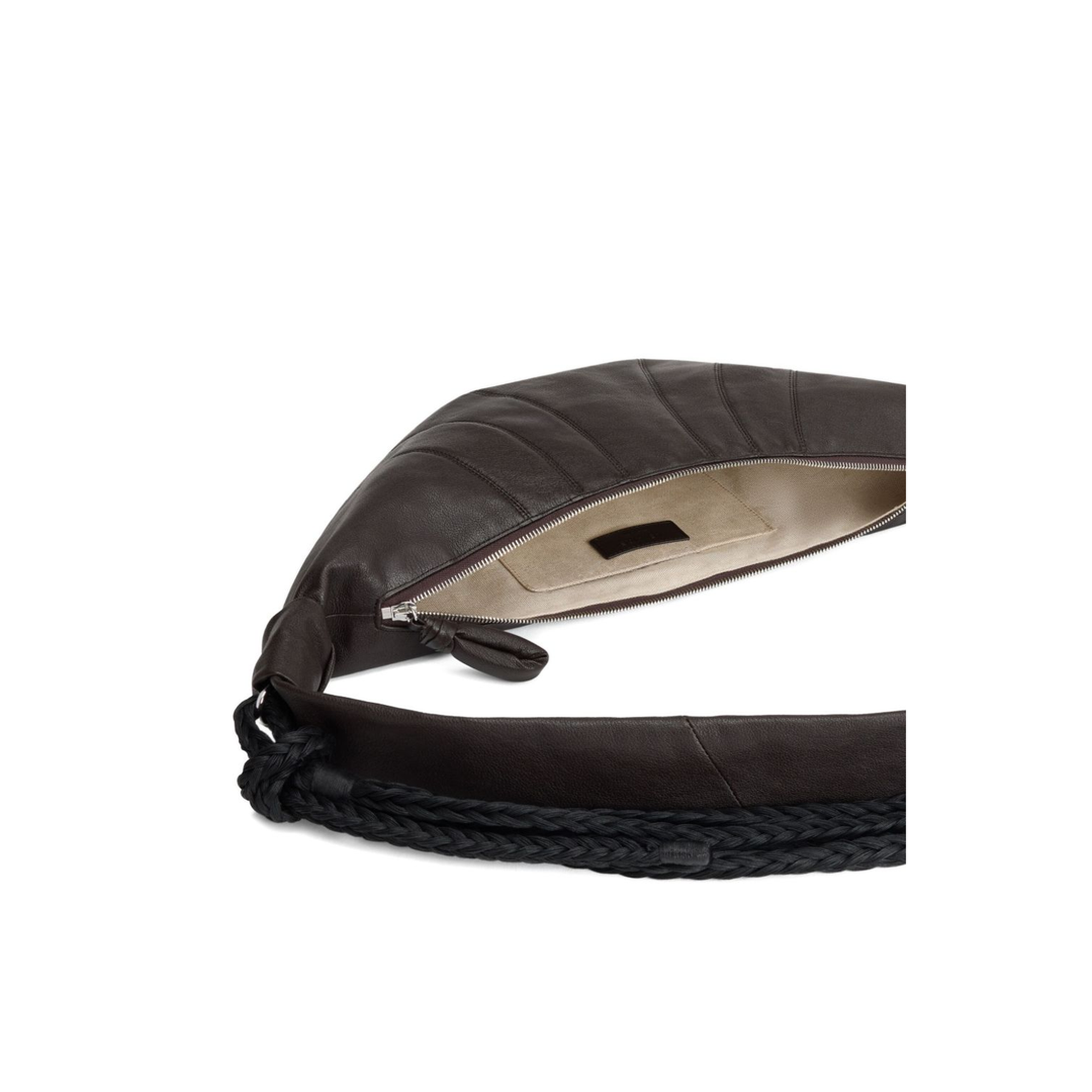 Croissant Medium Leather Shoulder Bag - Dark Brown - Image 4