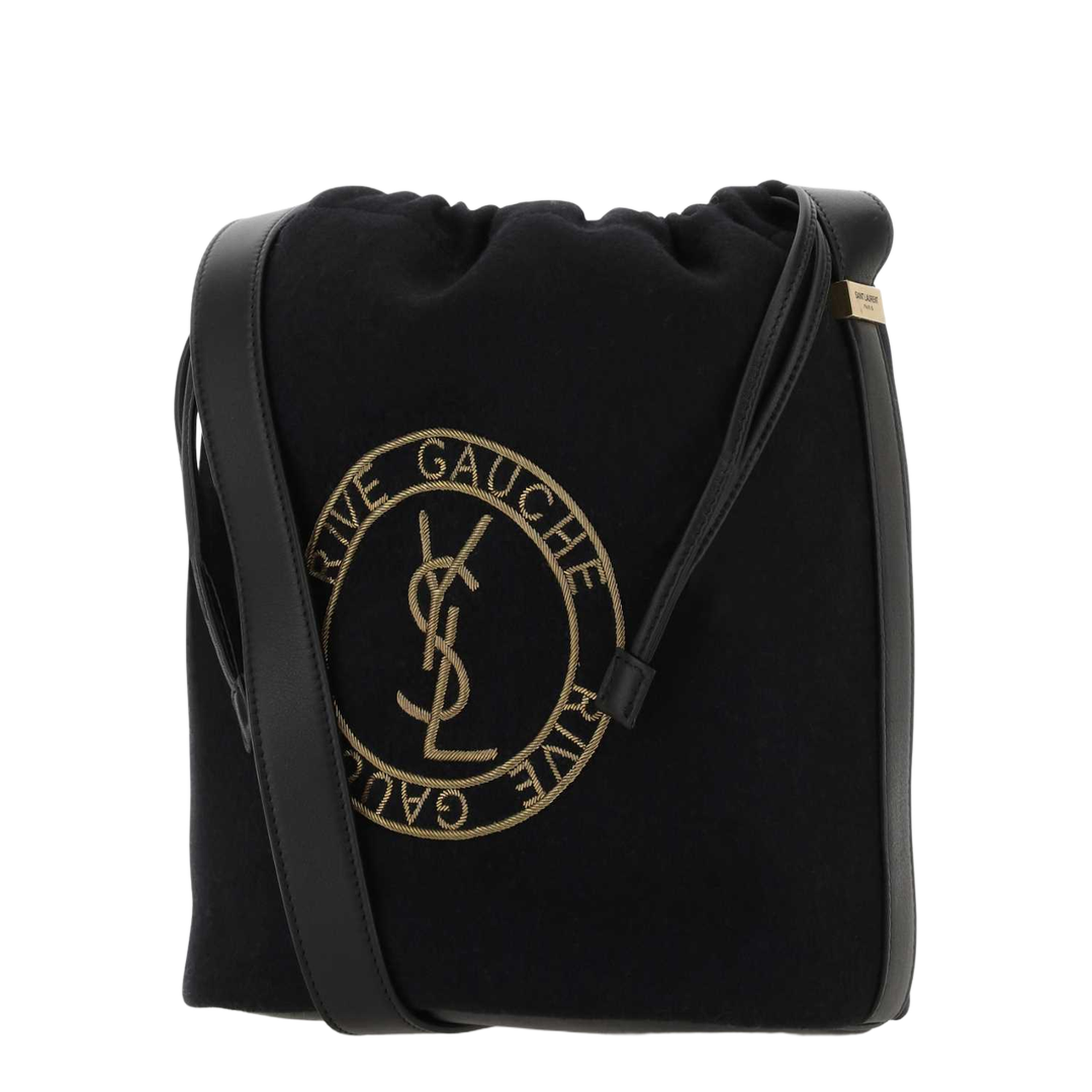 Drawstring Crossbody Pouch, Gold Hardware - Image 2