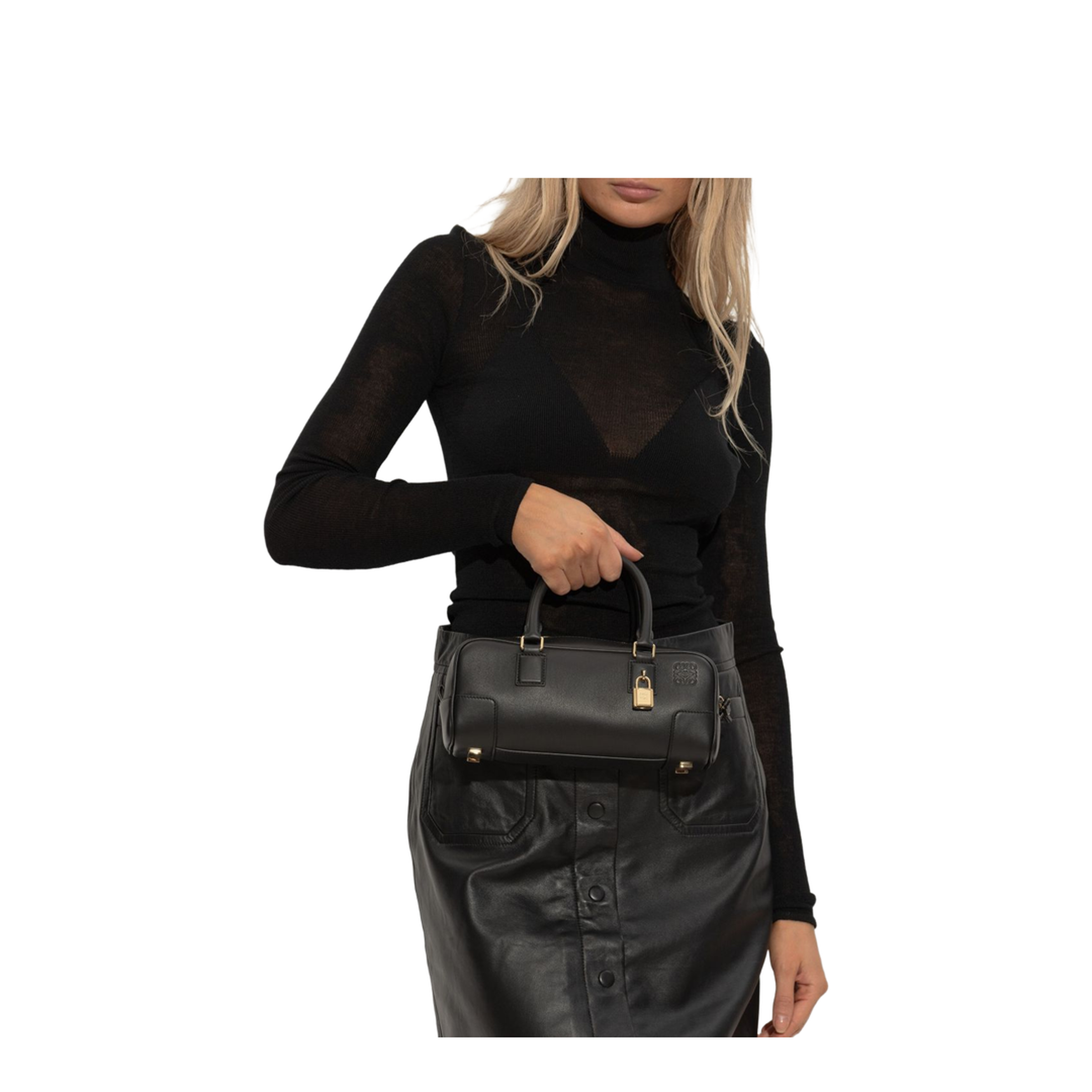 Amazona Cropped Calfskin Handbag - Black - Image 2