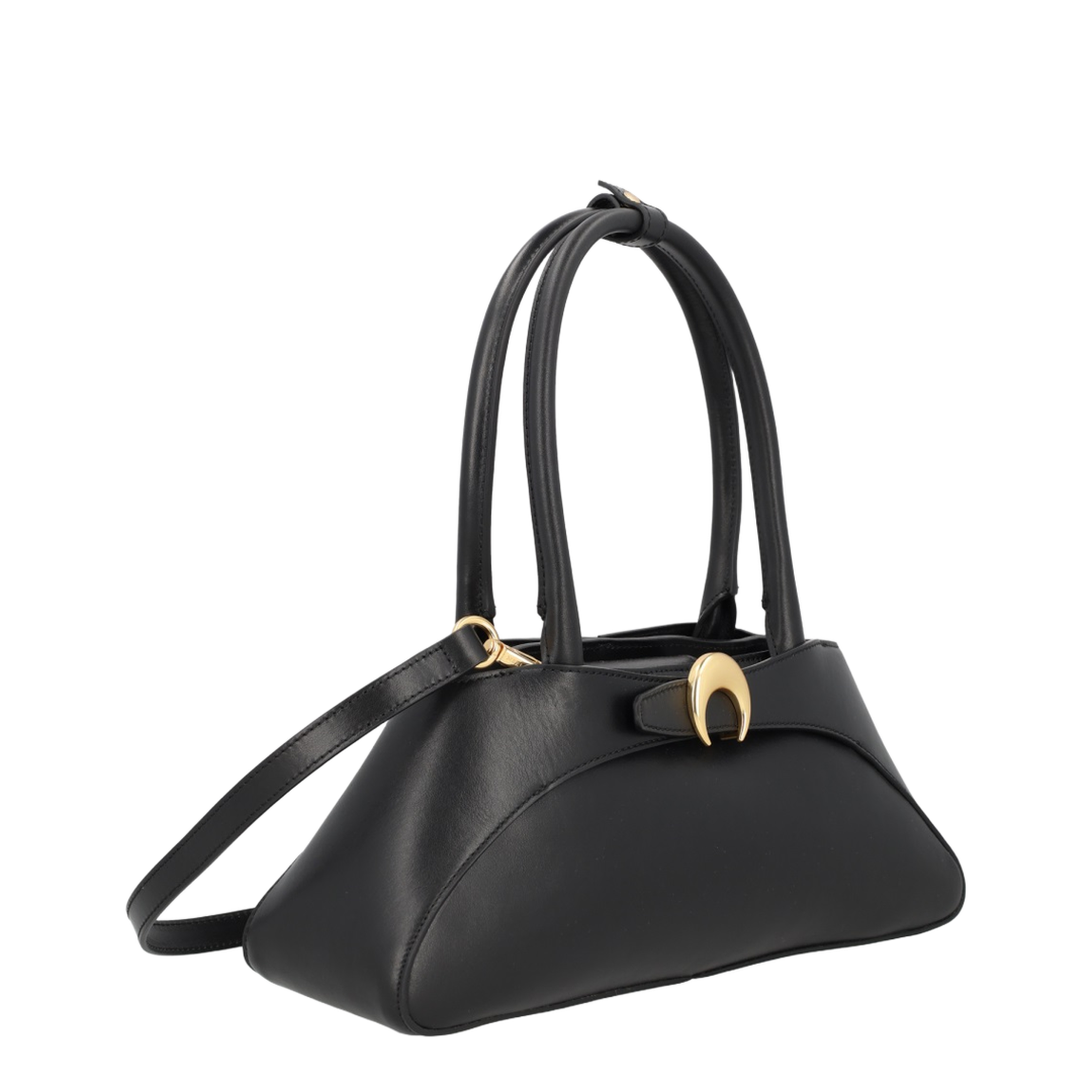 Aurora Medium Smooth Leather Baguette Bag - Black - Image 3