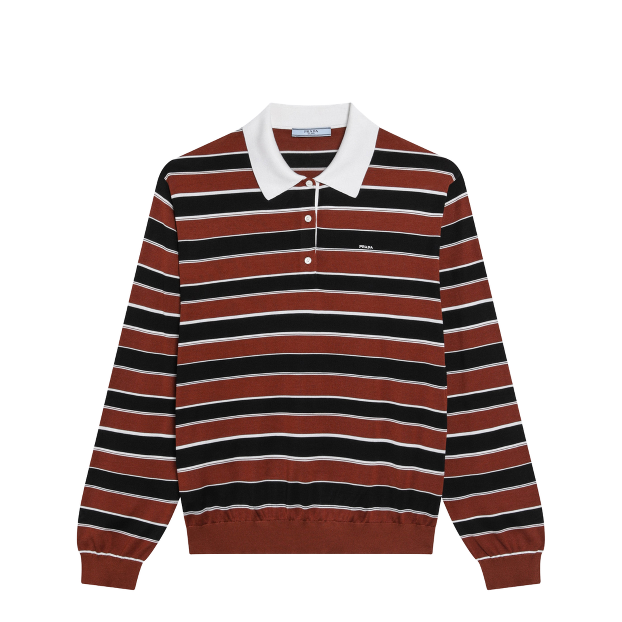 Rust/Black Striped Silk Polo - Image 1