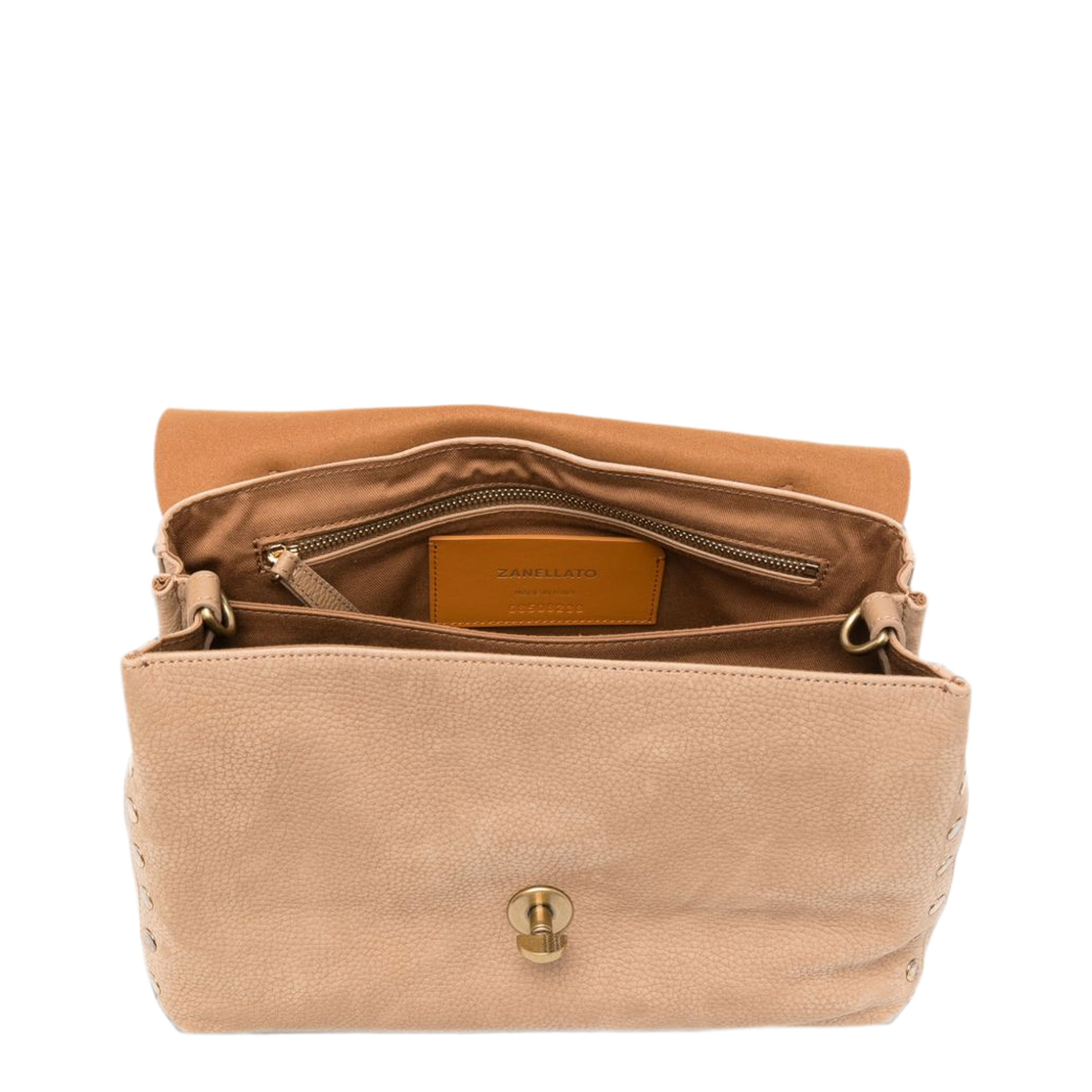 One Size Glossy Goat Satchel - Pebbled Beige - Image 3