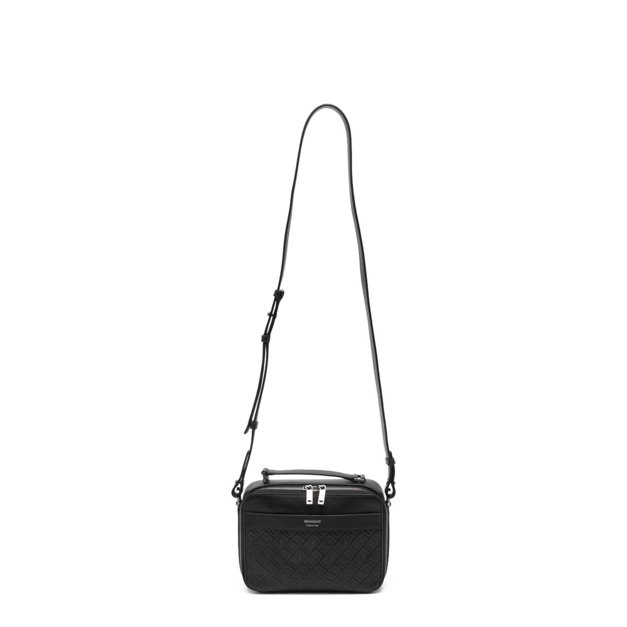 Front Flap Leather Crossbody Bag - Nero - Image 1
