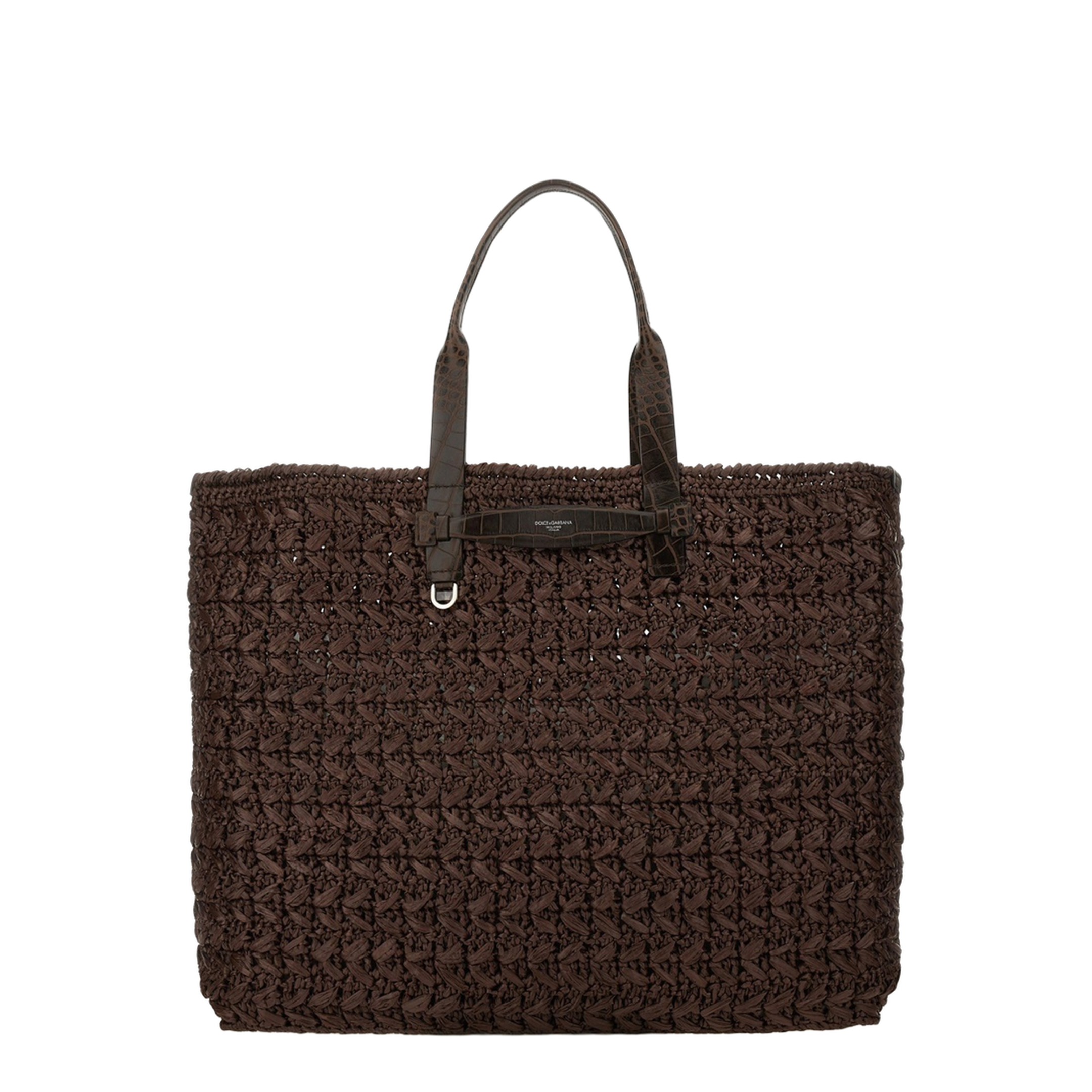 Raffia Crochet Shopper - Brown - Image 1