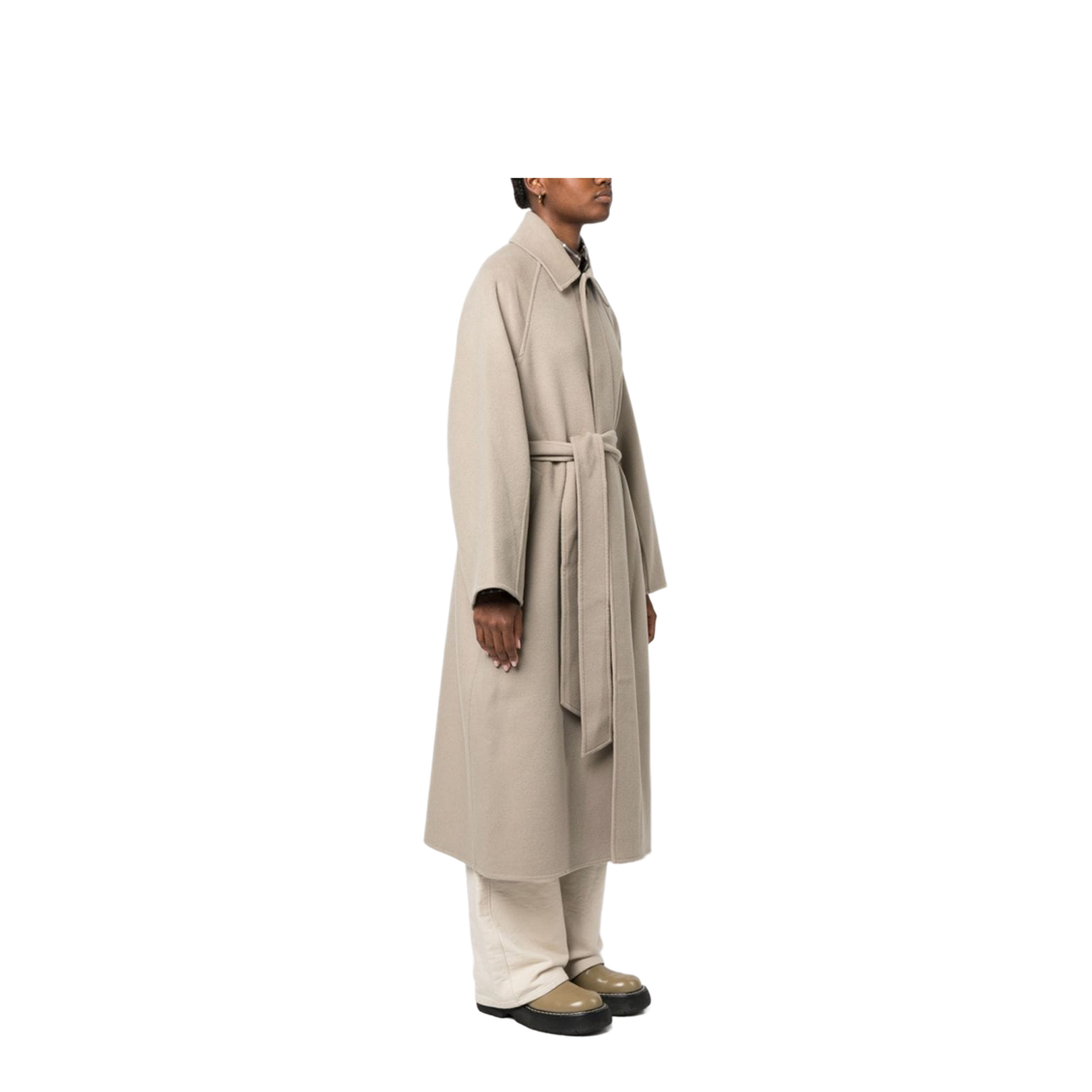 Long Belted Coat Beige - Image 2