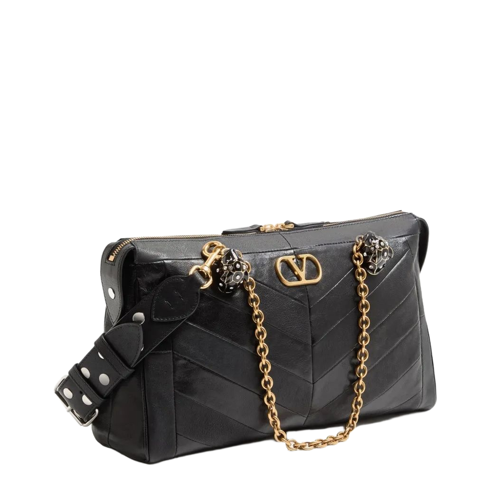Panthea Nappa Leather Shoulder Bag - Black - Image 3
