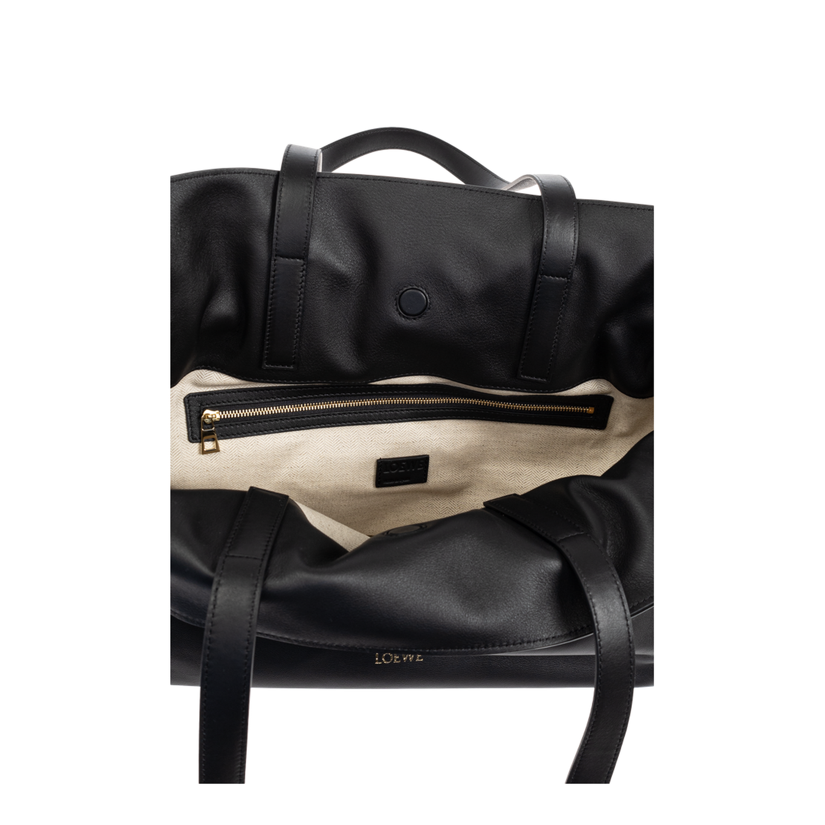 Flamenco Large Leather Clutch Bag - Black - Image 5