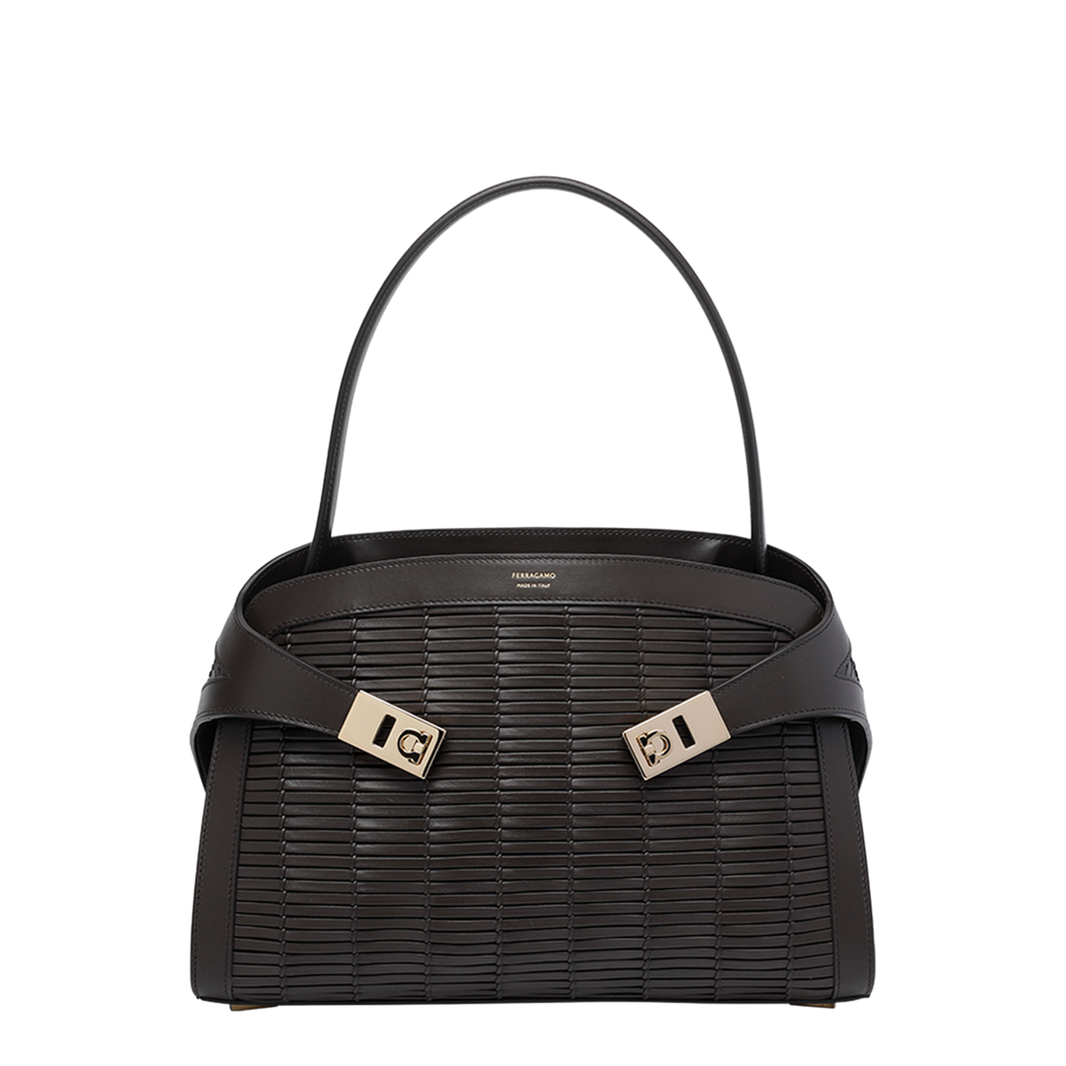 Hug Medium Calfskin Shoulder Bag - Testa di Moro - Image 1