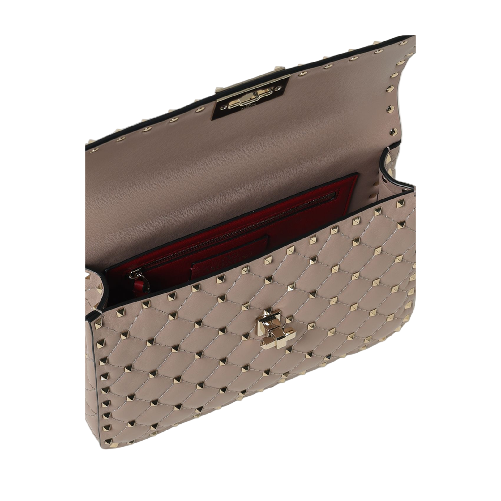 Antique Pink Nappa Leather Medium Rockstud Spike Handbag - Image 8