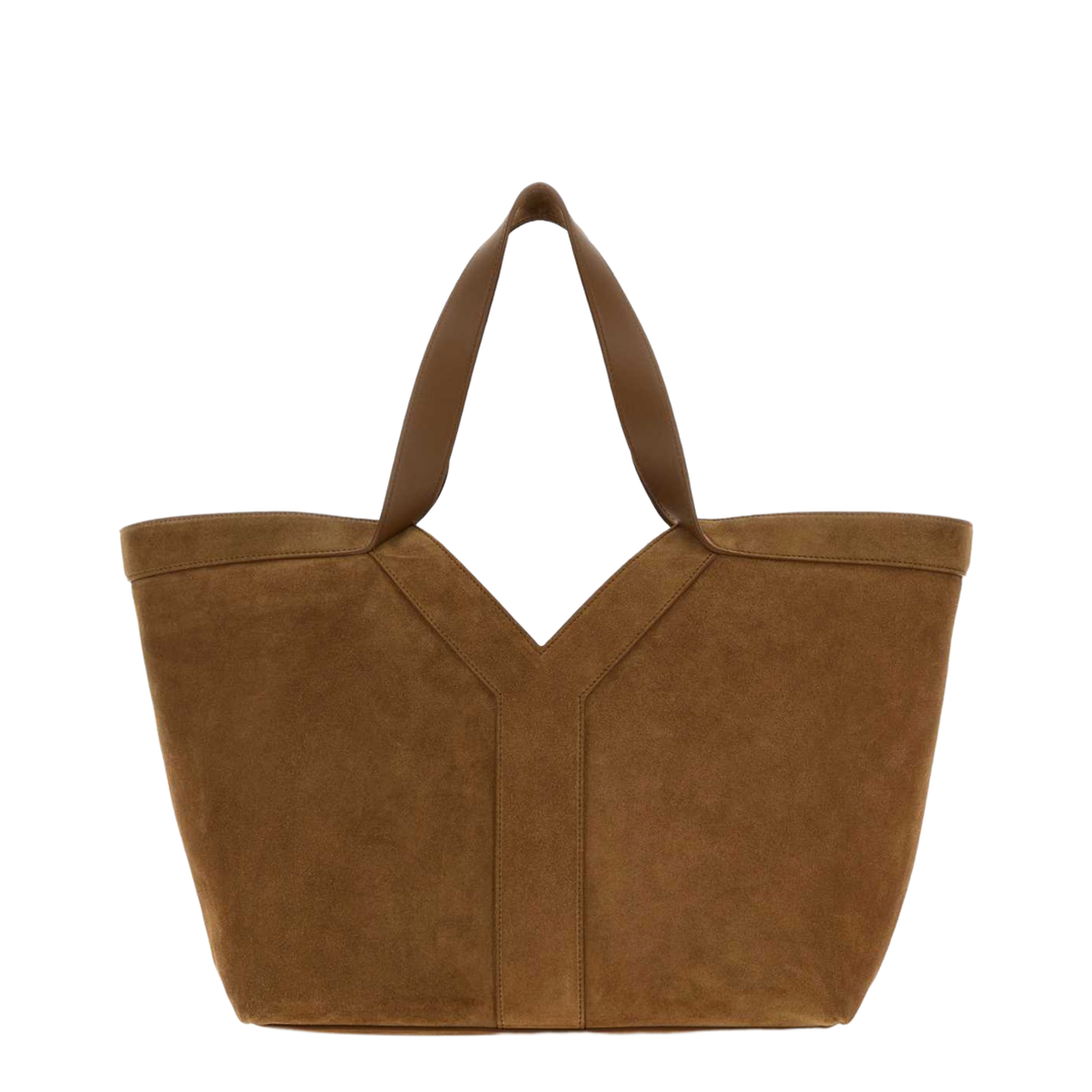 Camel Suede Shopping Bag - Image 1