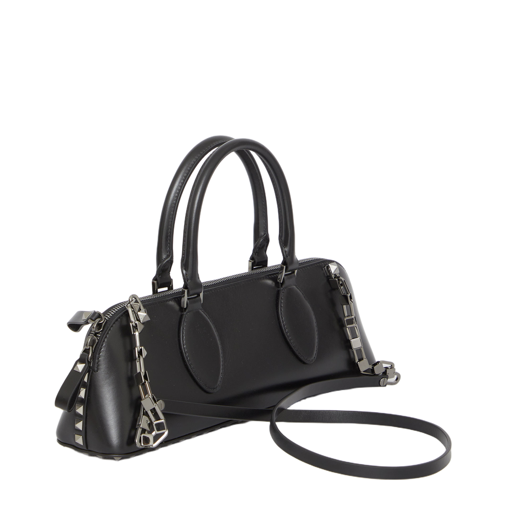Rockstud Calfskin East-West Handbag - Black - Image 2