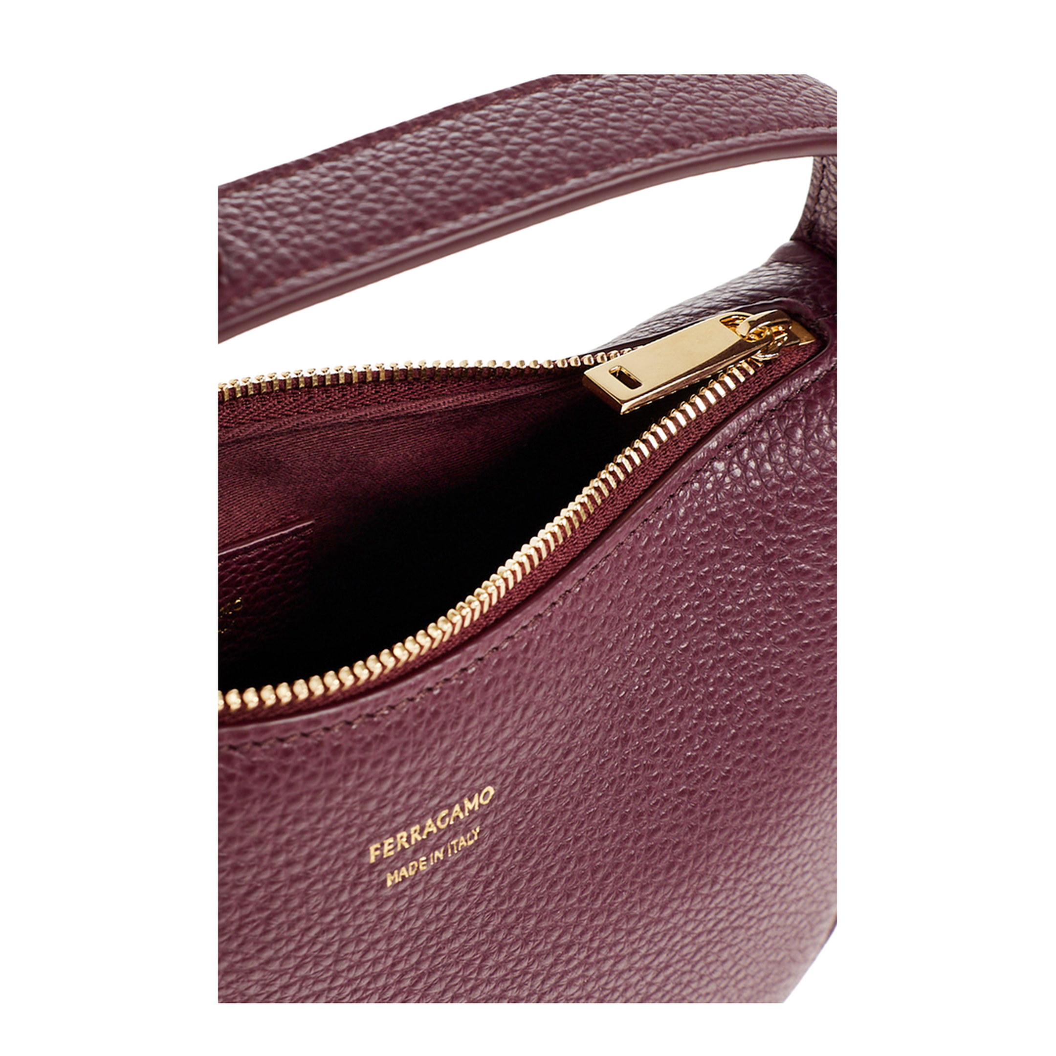 North-South Mini Hammered Calfskin Top Handle Bag - Plum - Image 5