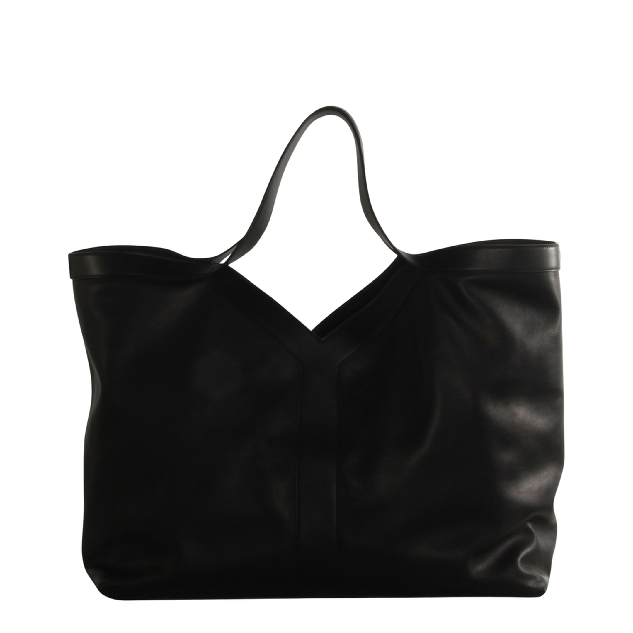 Y Maxi Leather Top Handle Bag - Black - Image 3