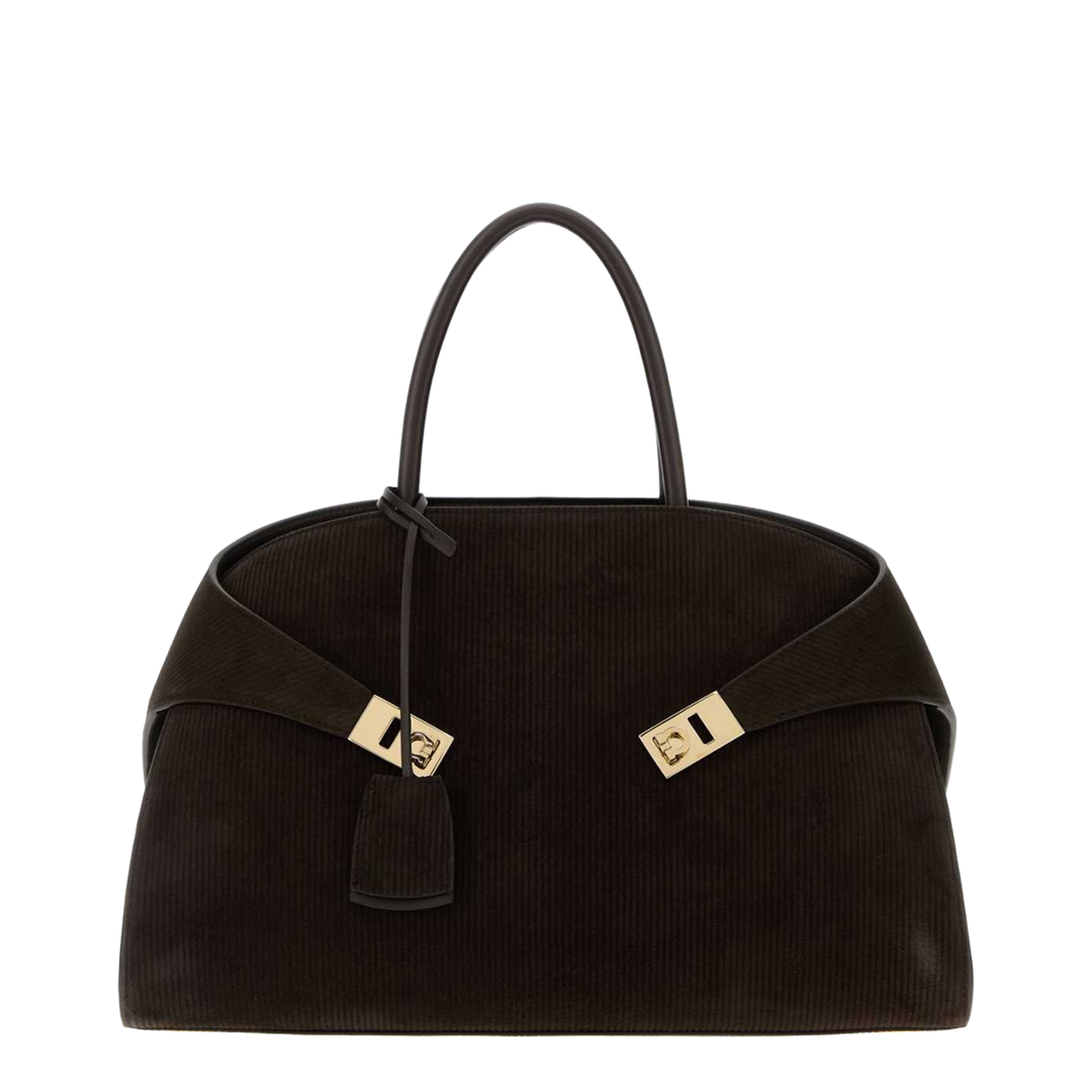 Dark Brown Suede Medium Hug Handbag - Image 3