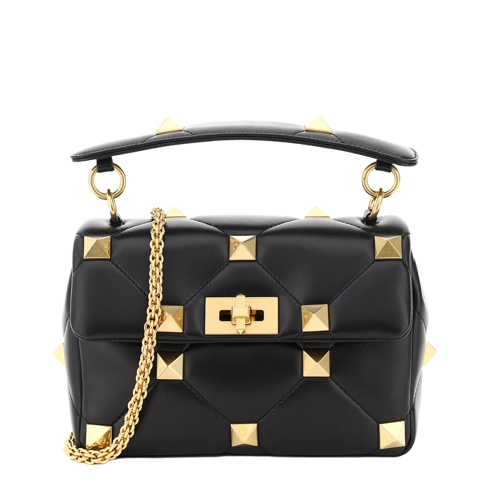 Garavani Black Nappa Leather Medium Roman Stud Handbag - Image 1