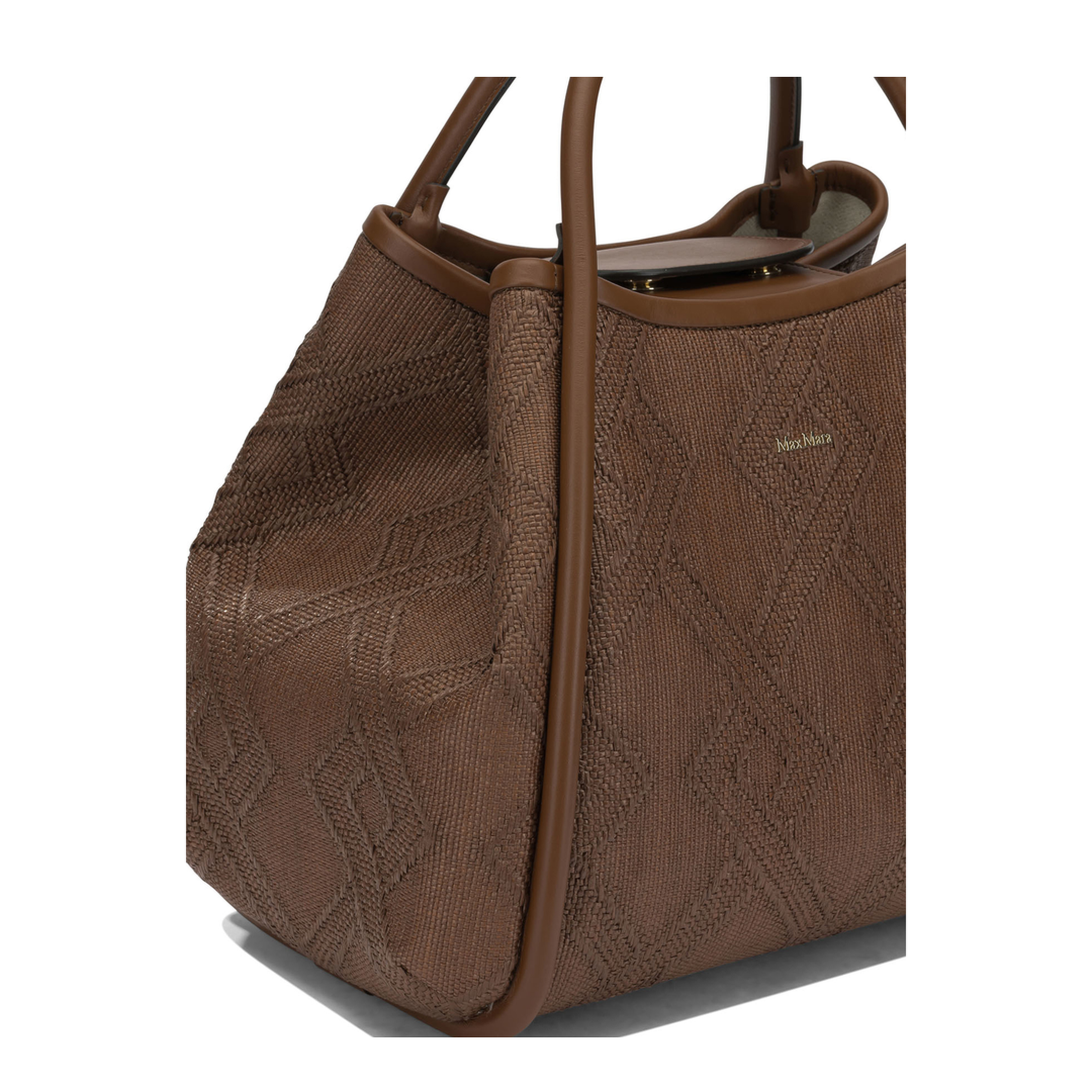 Marine Medium Raffia-Effect Handbag - Brown - Image 4