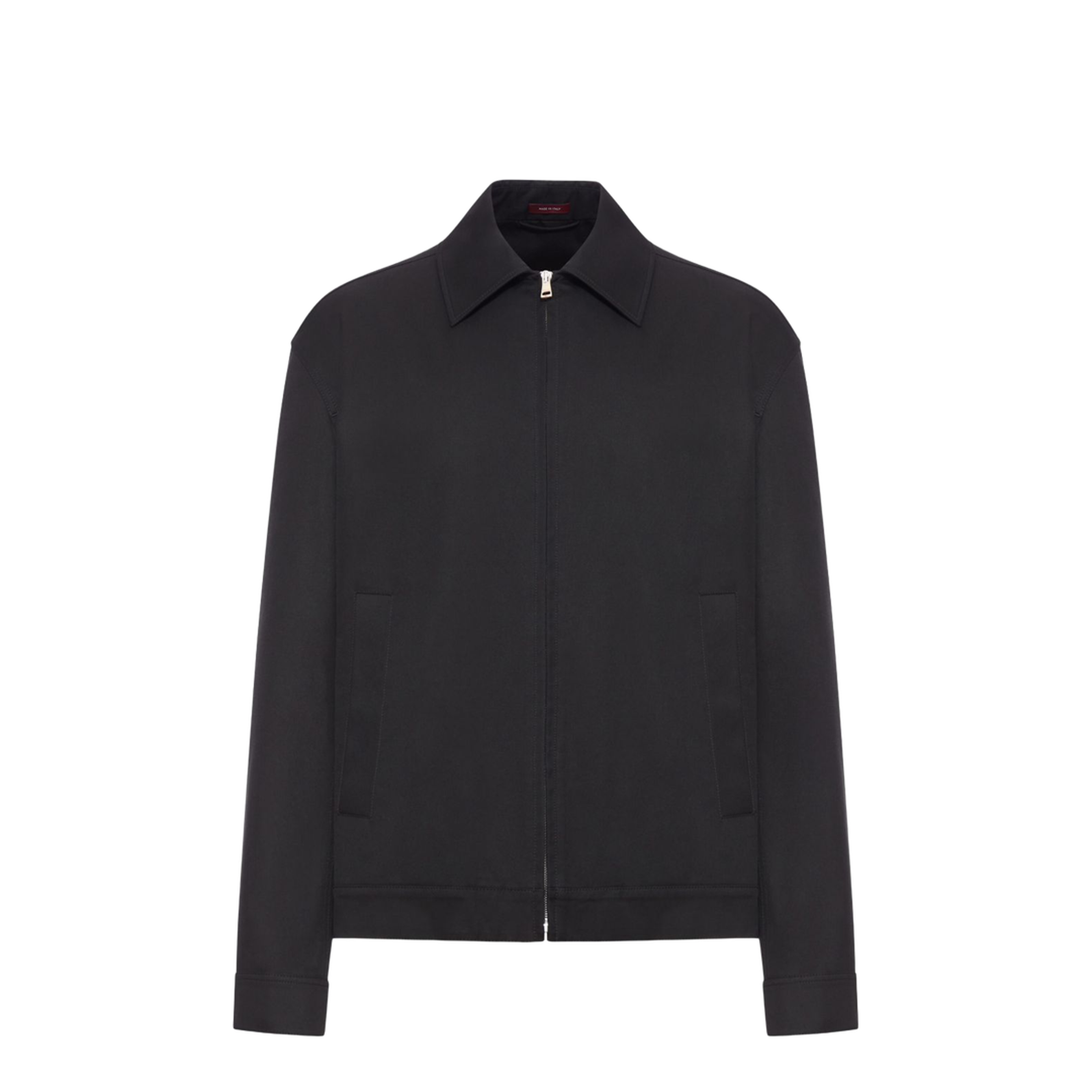 Cotton Twill Jacket with Web Detail in Black - Image 1