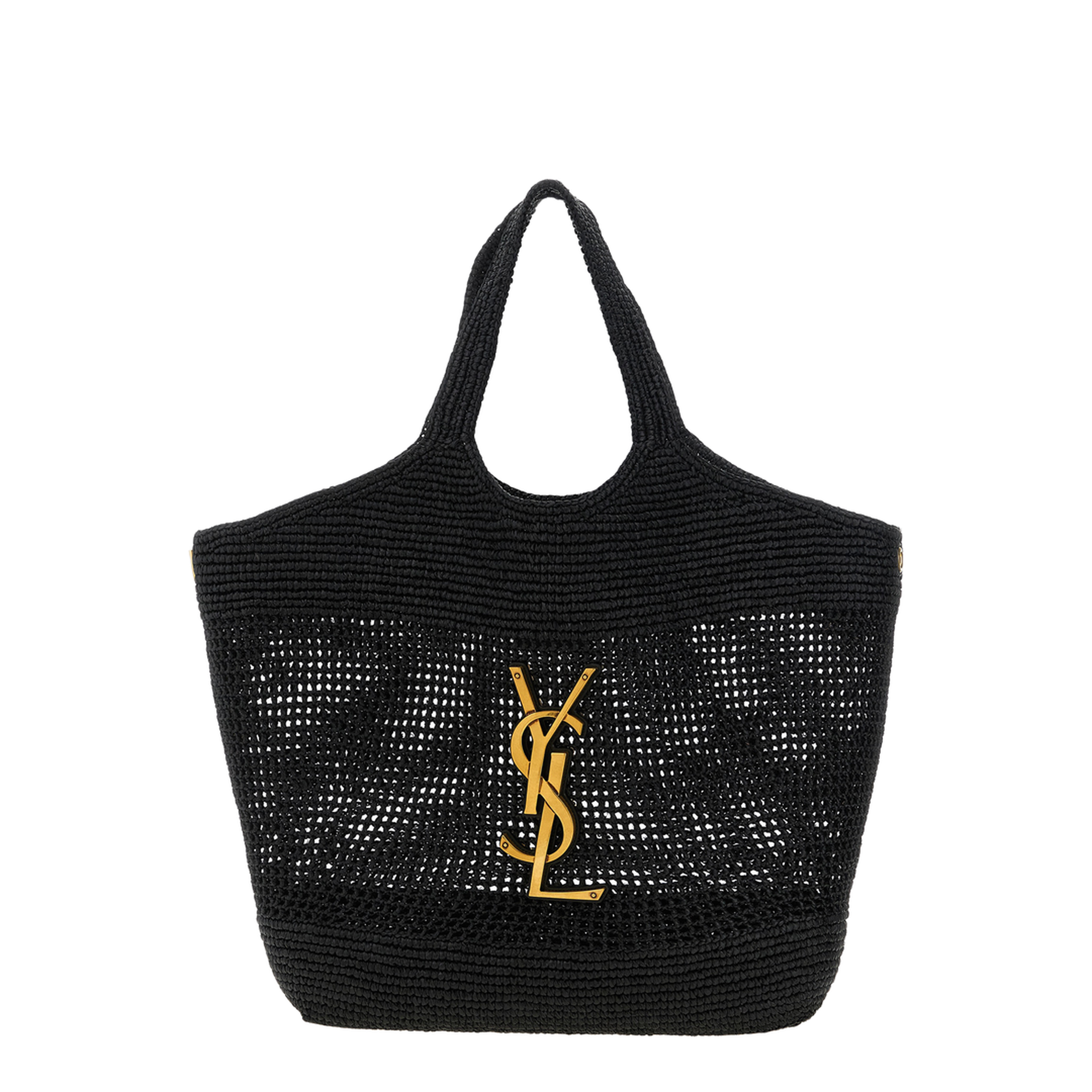 Icare Maxi Raffia Tote Bag - Black - Image 1
