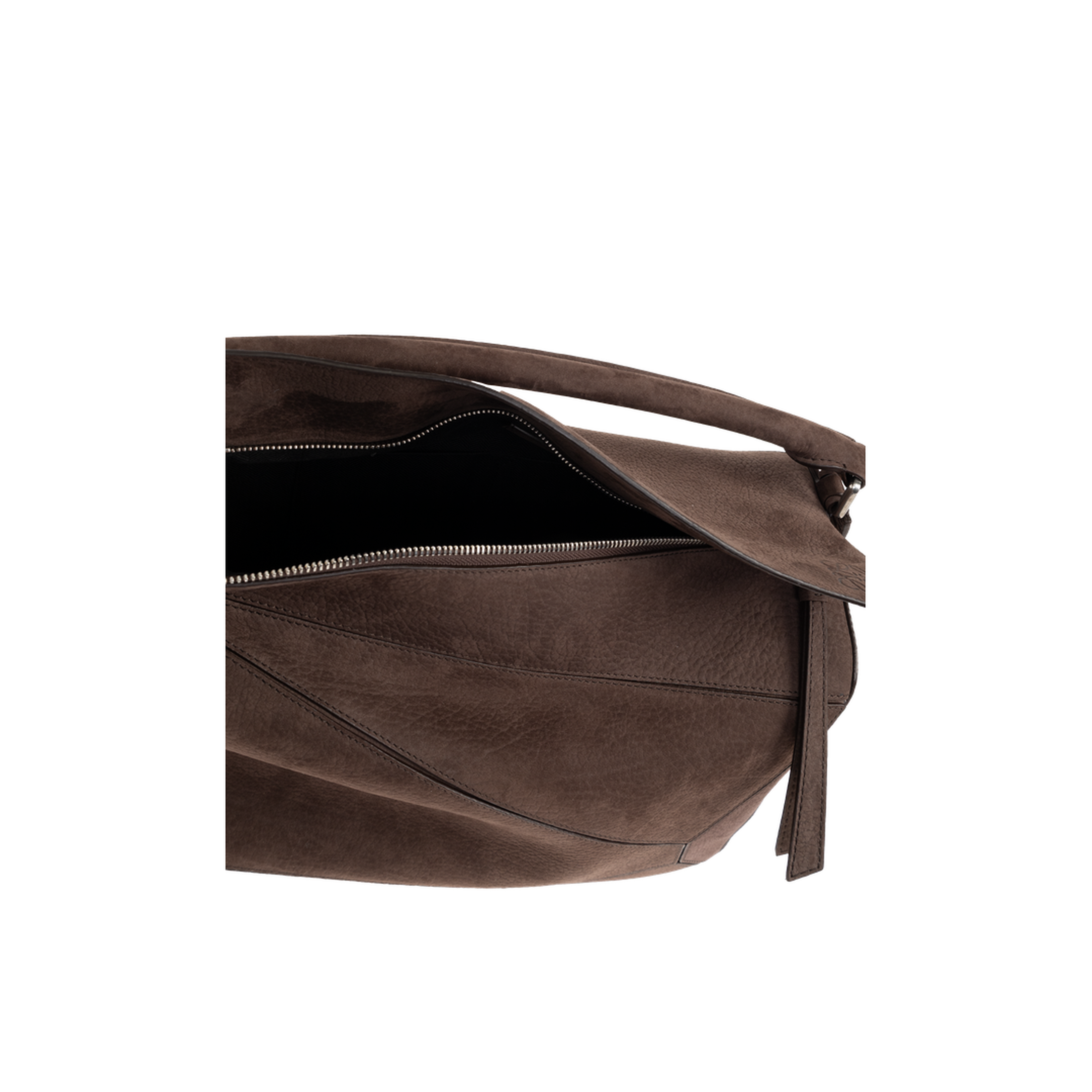 Puzzle Large Grained Nubuck Shoulder Bag - Dark Chestnut - Image 4