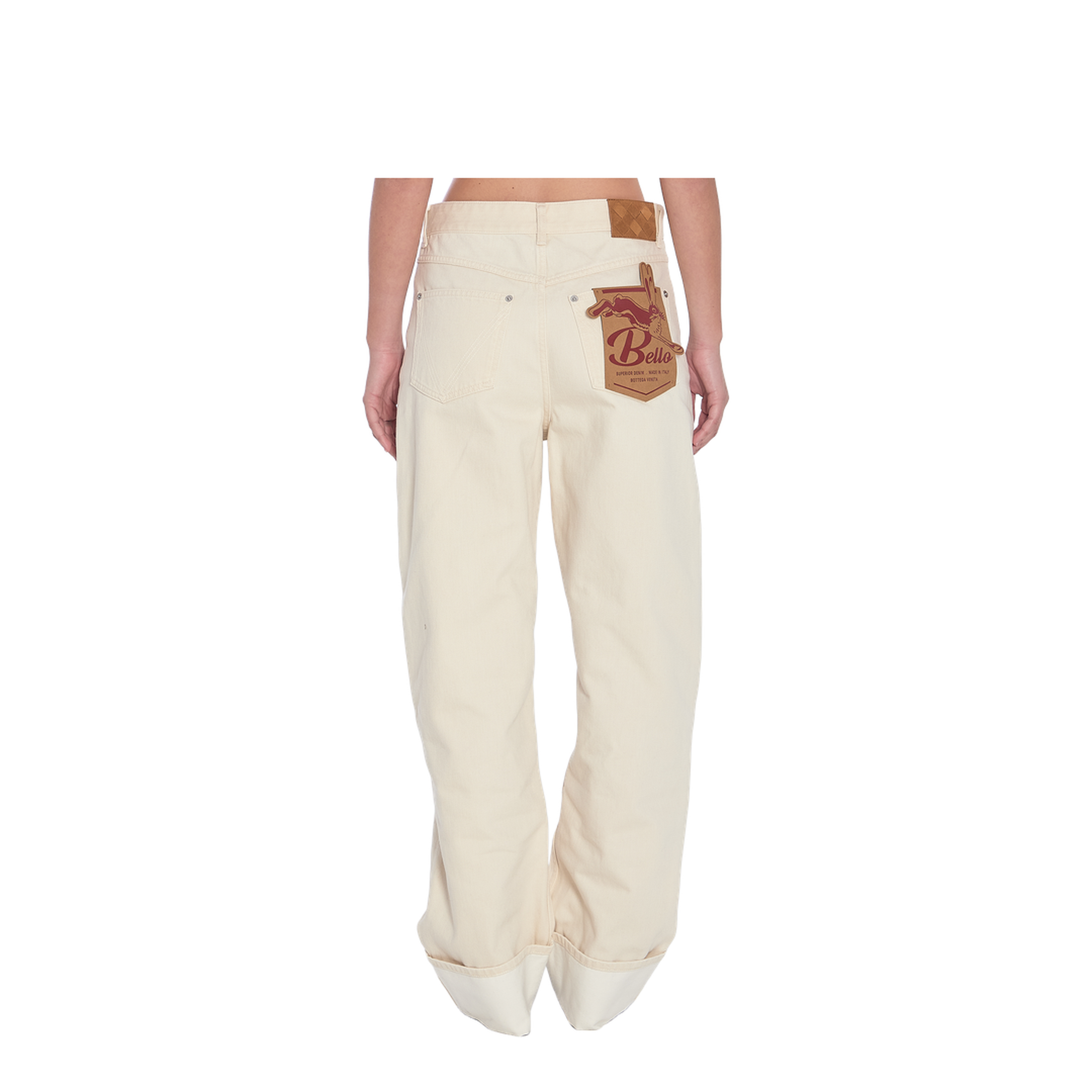 Colored Turned Up Jeans in Pale Meringue - Image 4