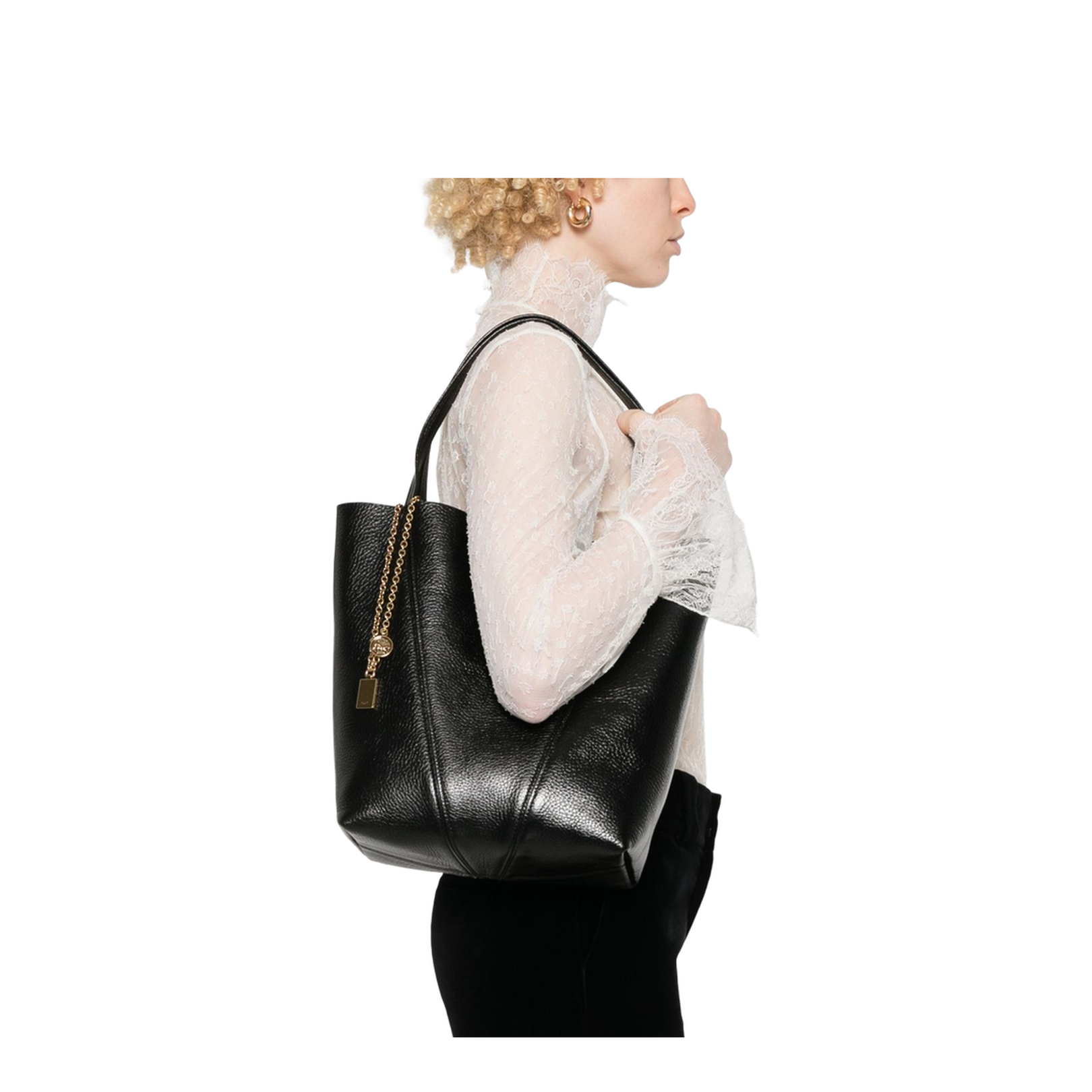Black Two Flat Shoulder Straps Bag - Image 3